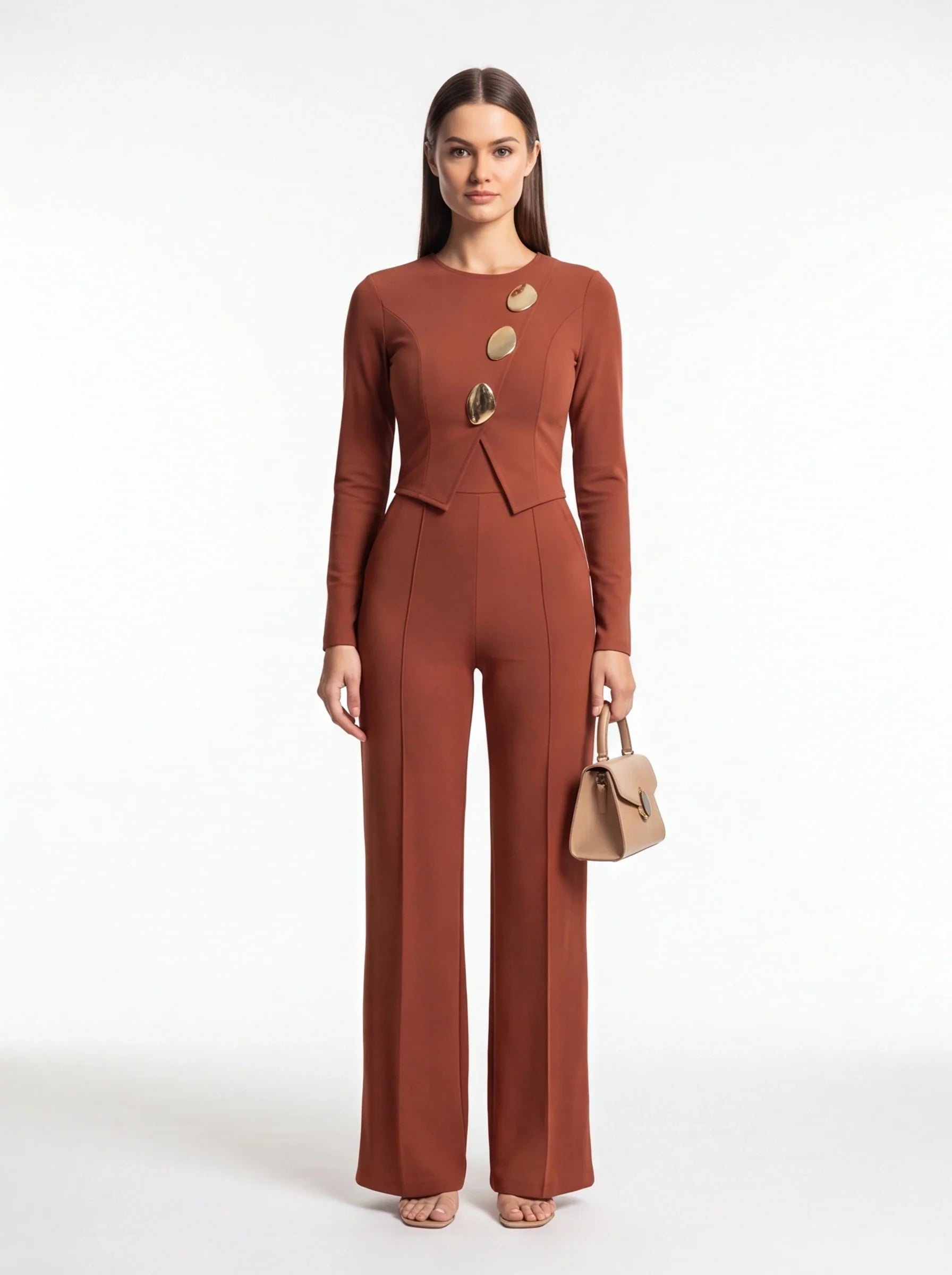 Elegant Stylish Jumpsuit with Pockets & Comfortable Fit for Commuting