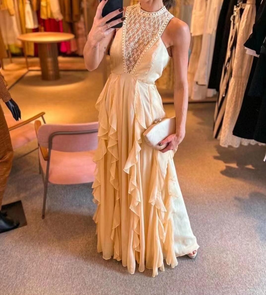 Nellie Sleeveless Ruffle Hem Maxi Dress