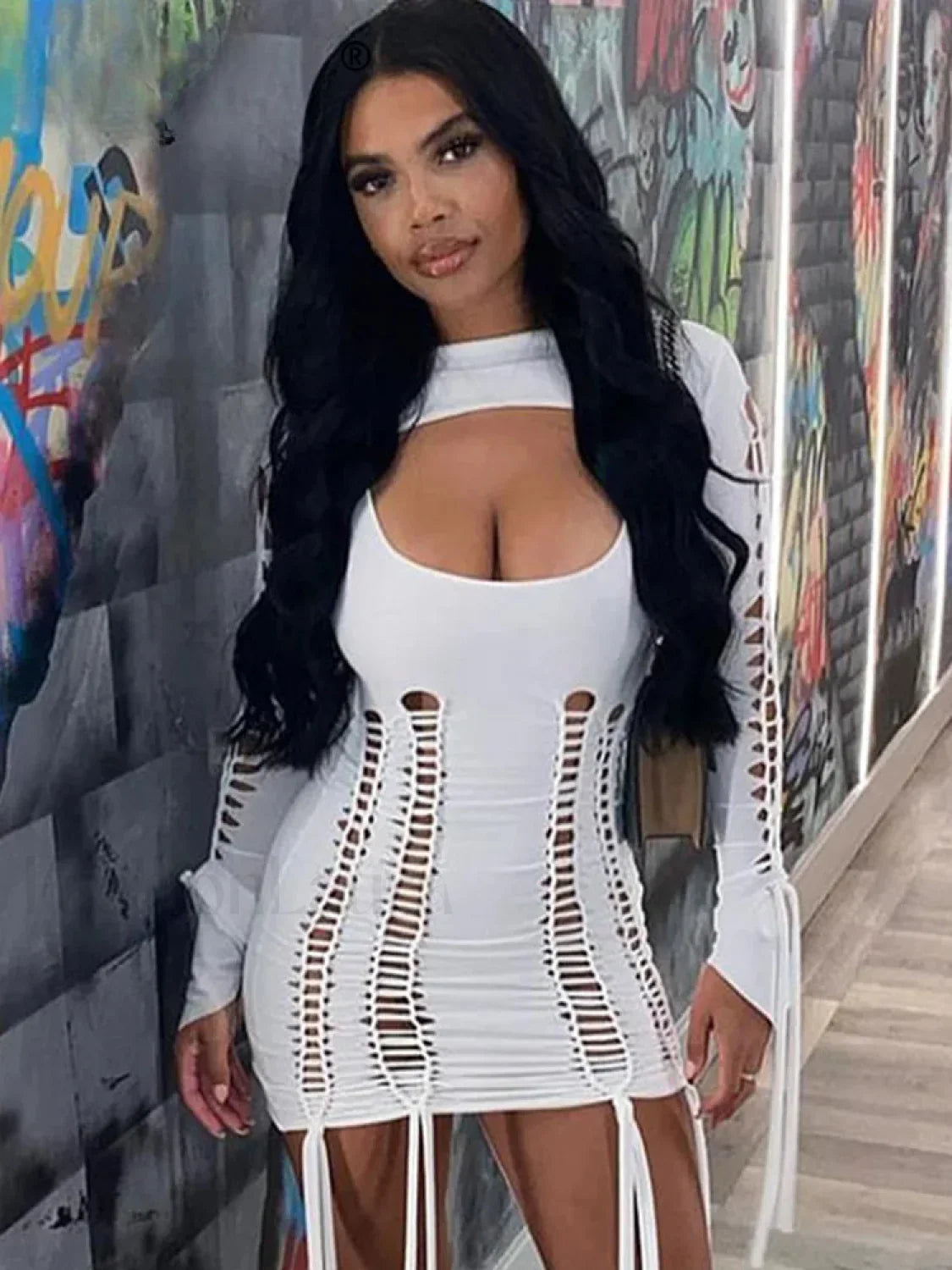 Neon Bandage Ruched Mini Dress