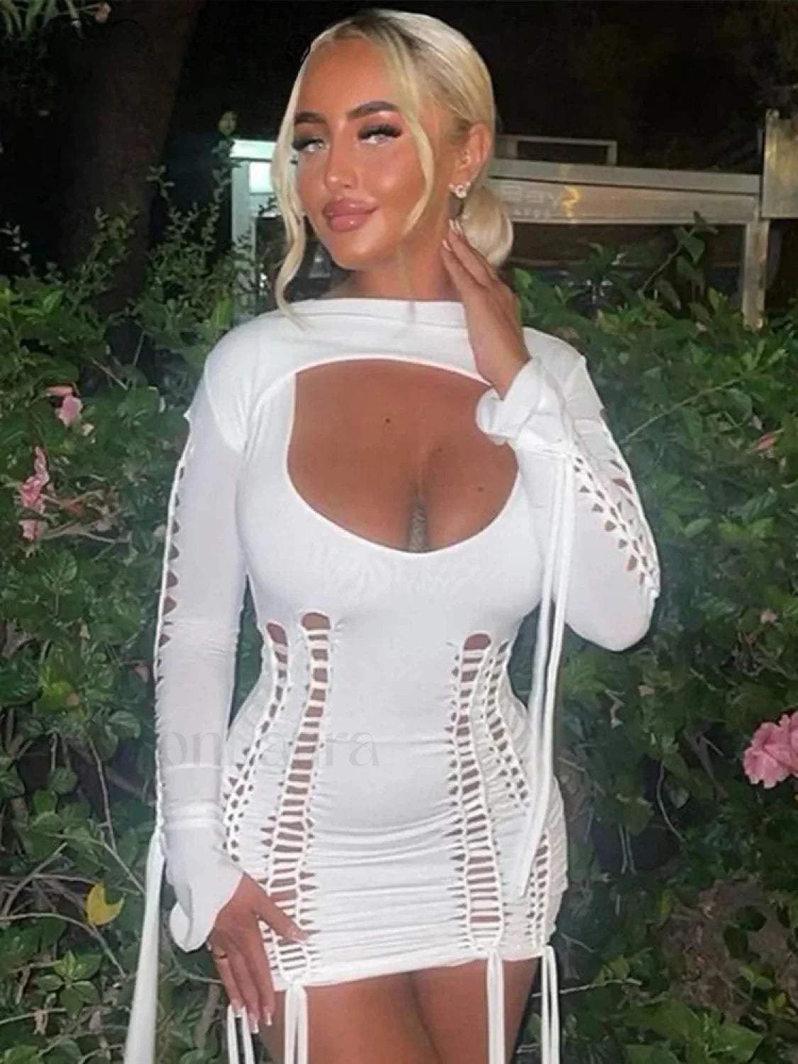 Neon Bandage Ruched Mini Dress