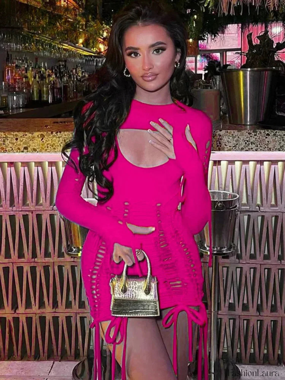 Neon Bandage Ruched Mini Dress