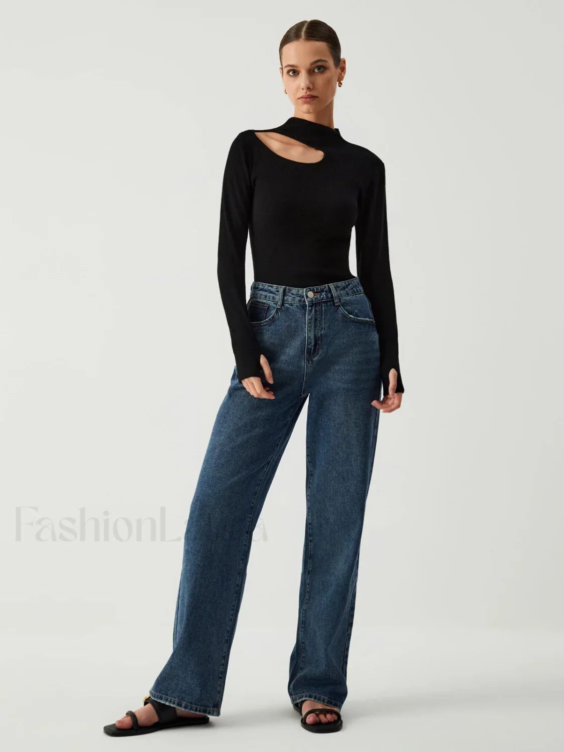 New Era Halter Cutout Modern Long Sleeve Knit Top