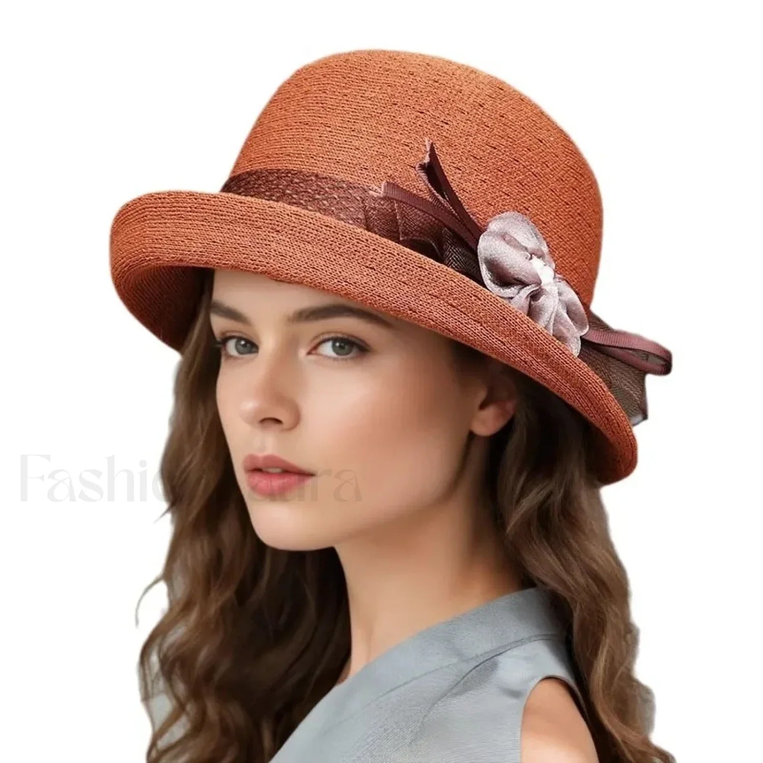 New Flower Small Pot Fashionable Woolen Curved Brim Top Hat