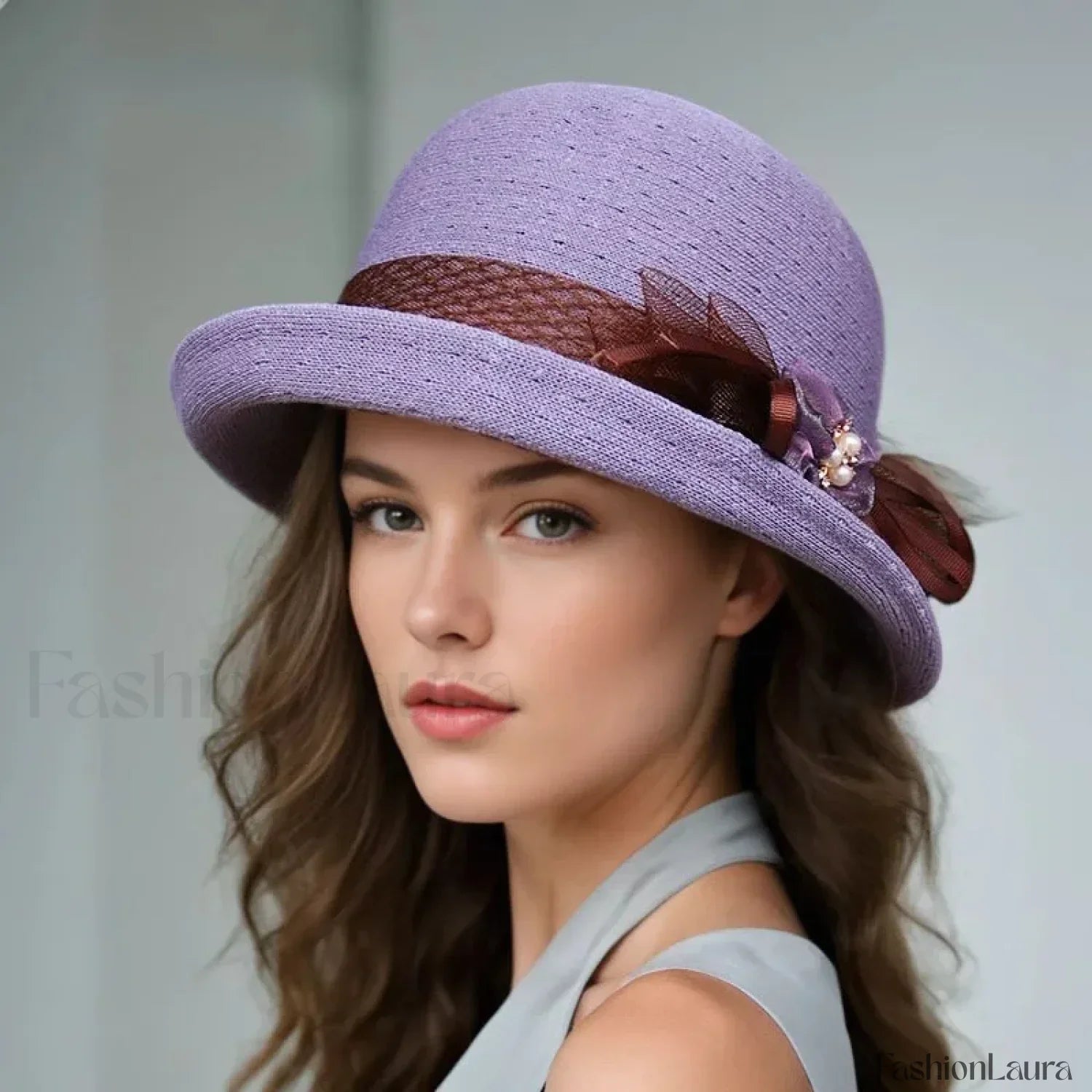 New Flower Small Pot Fashionable Woolen Curved Brim Top Hat