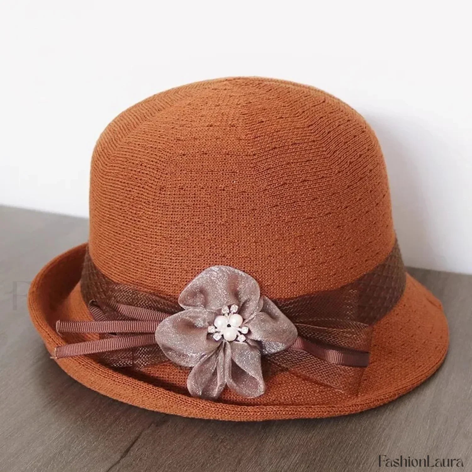 New Flower Small Pot Fashionable Woolen Curved Brim Top Hat