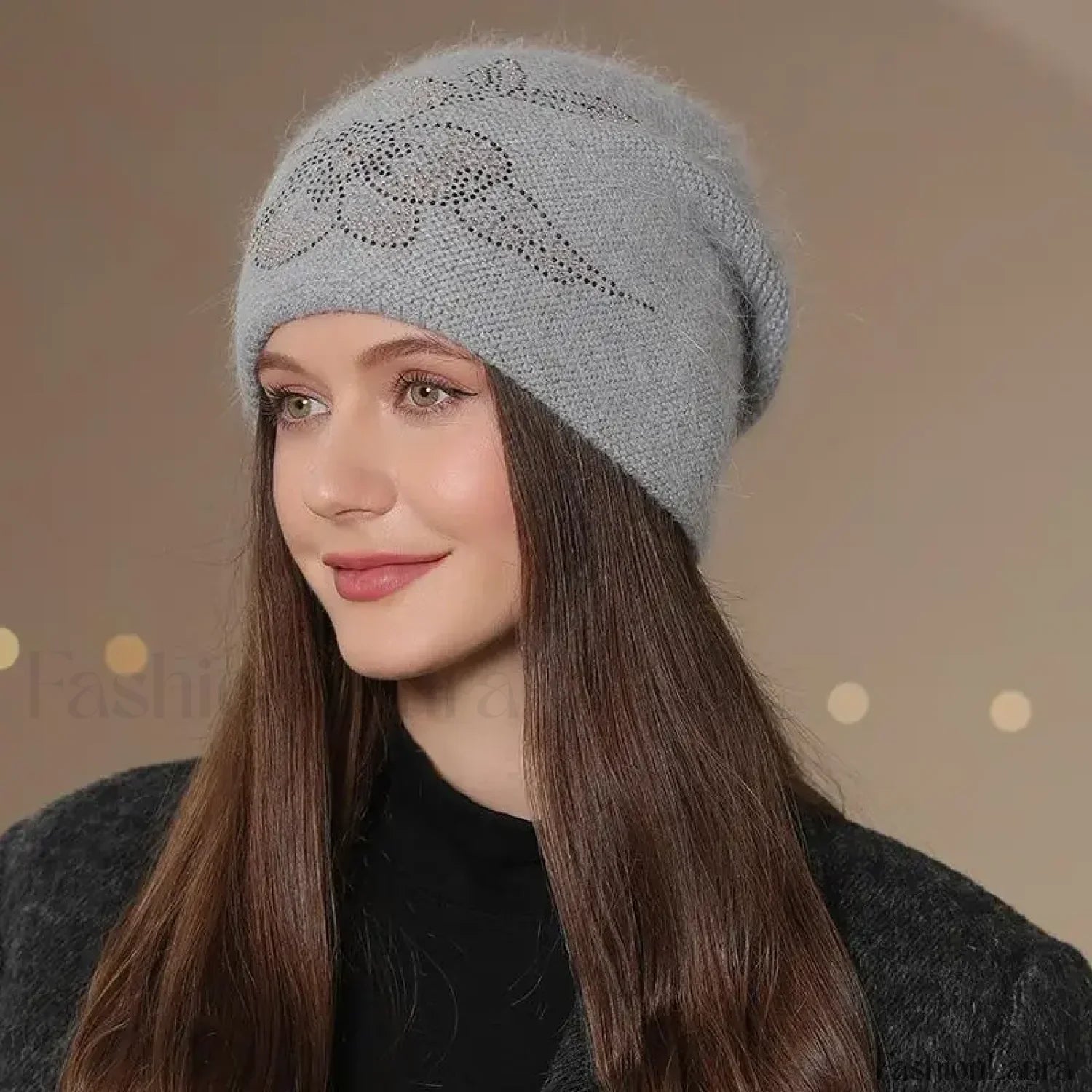 New Winter Fashion Decorate Rabbit Fur Blend Warm Hat