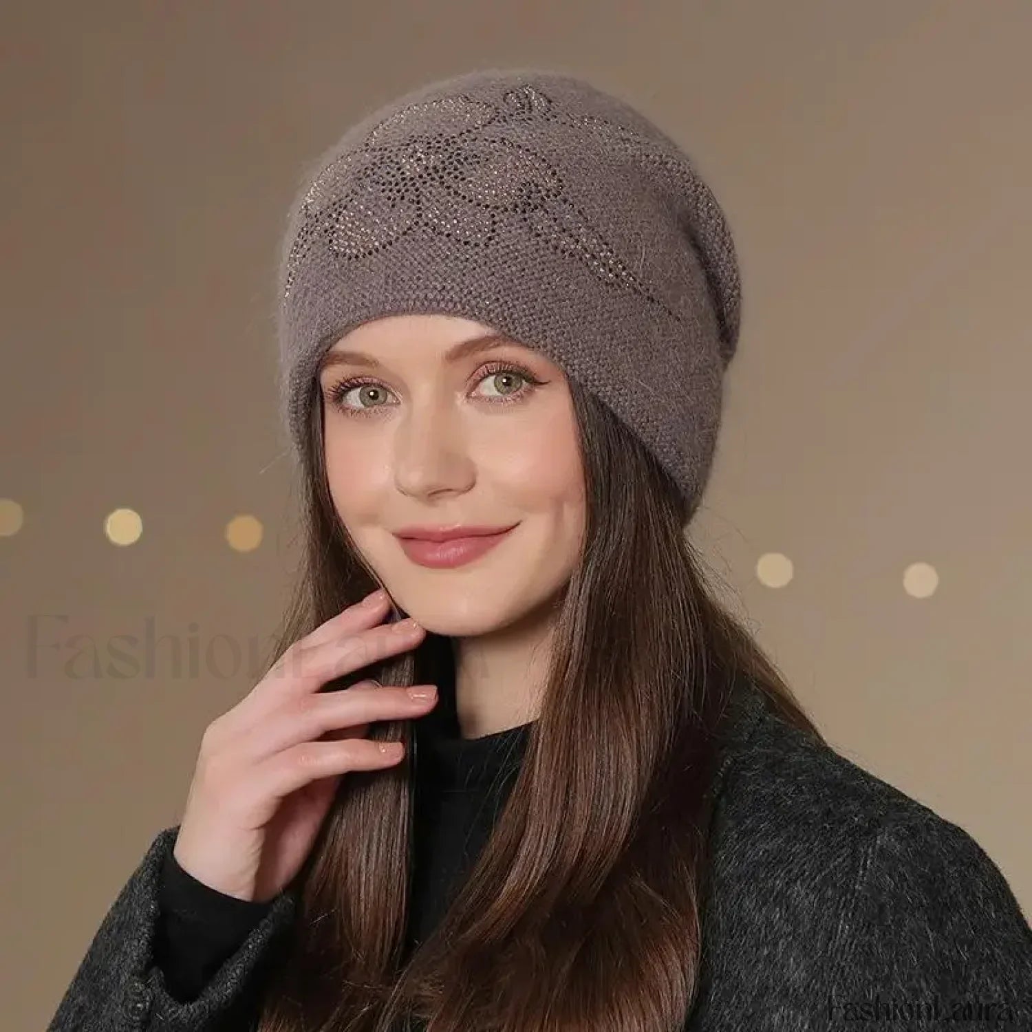 New Winter Fashion Decorate Rabbit Fur Blend Warm Hat