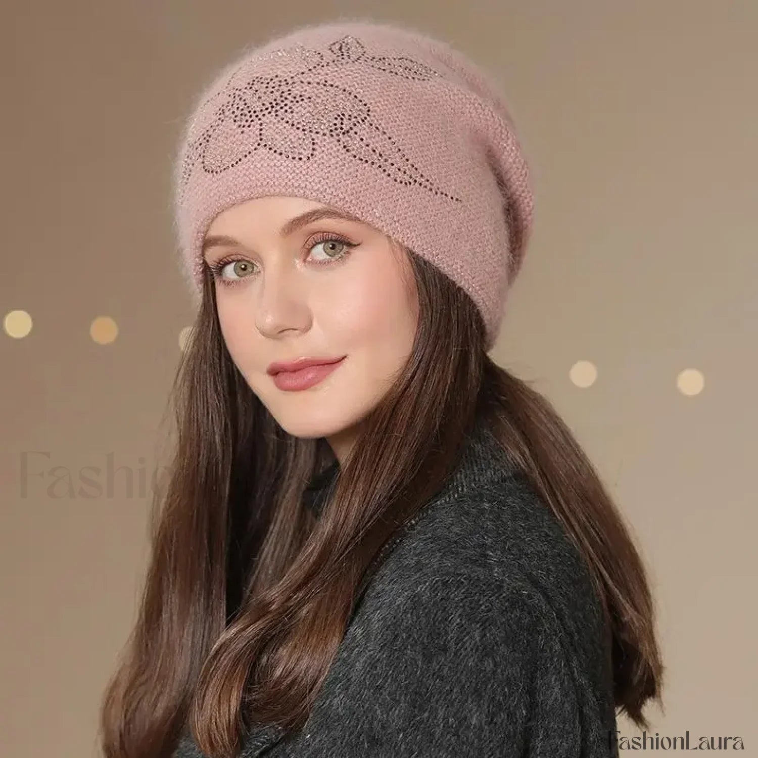 New Winter Fashion Decorate Rabbit Fur Blend Warm Hat