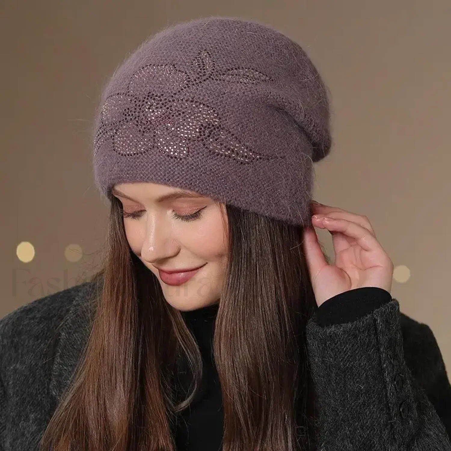 New Winter Fashion Decorate Rabbit Fur Blend Warm Hat