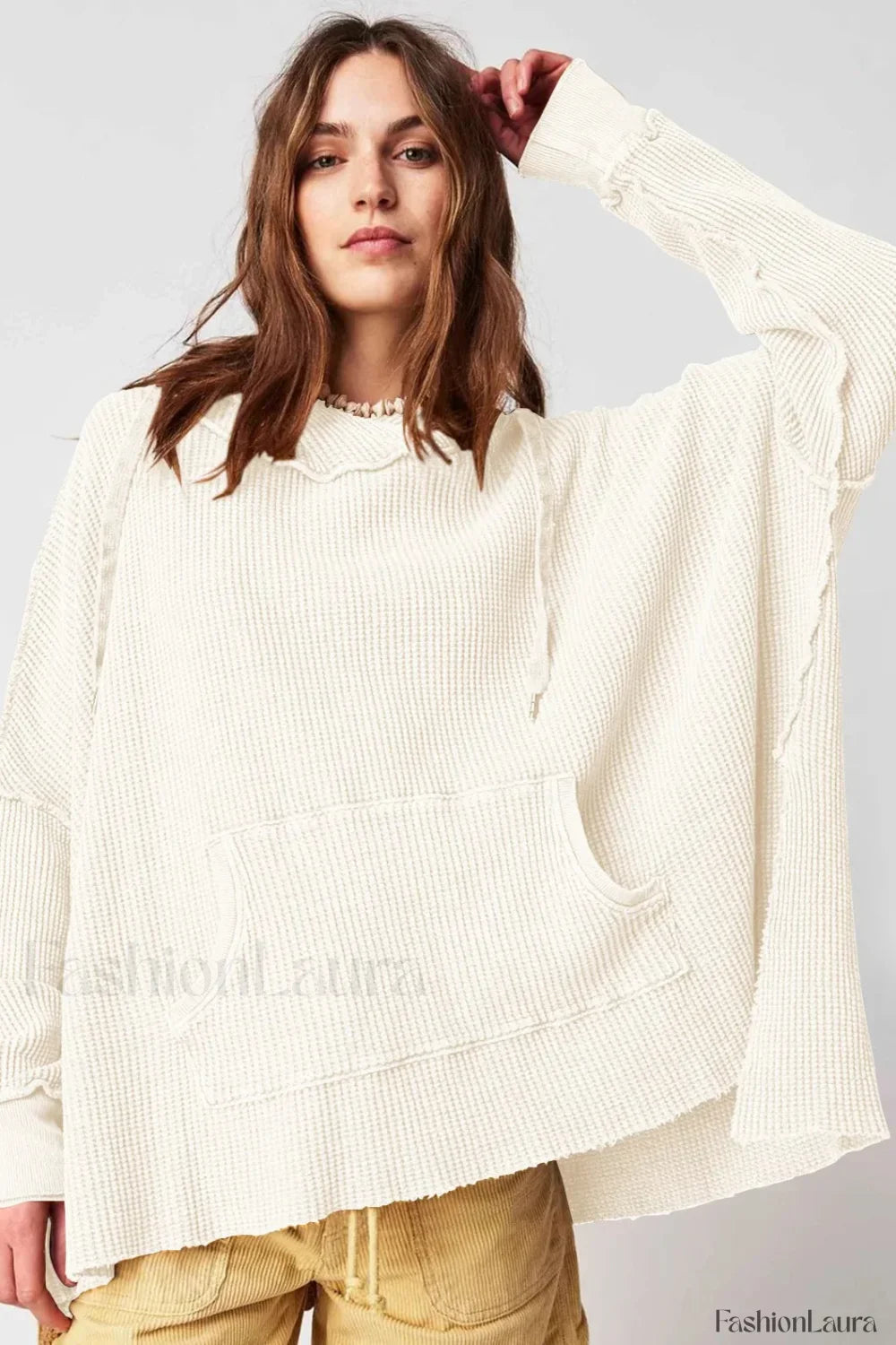 Newly Waffle Oversized Hooded Hoodie