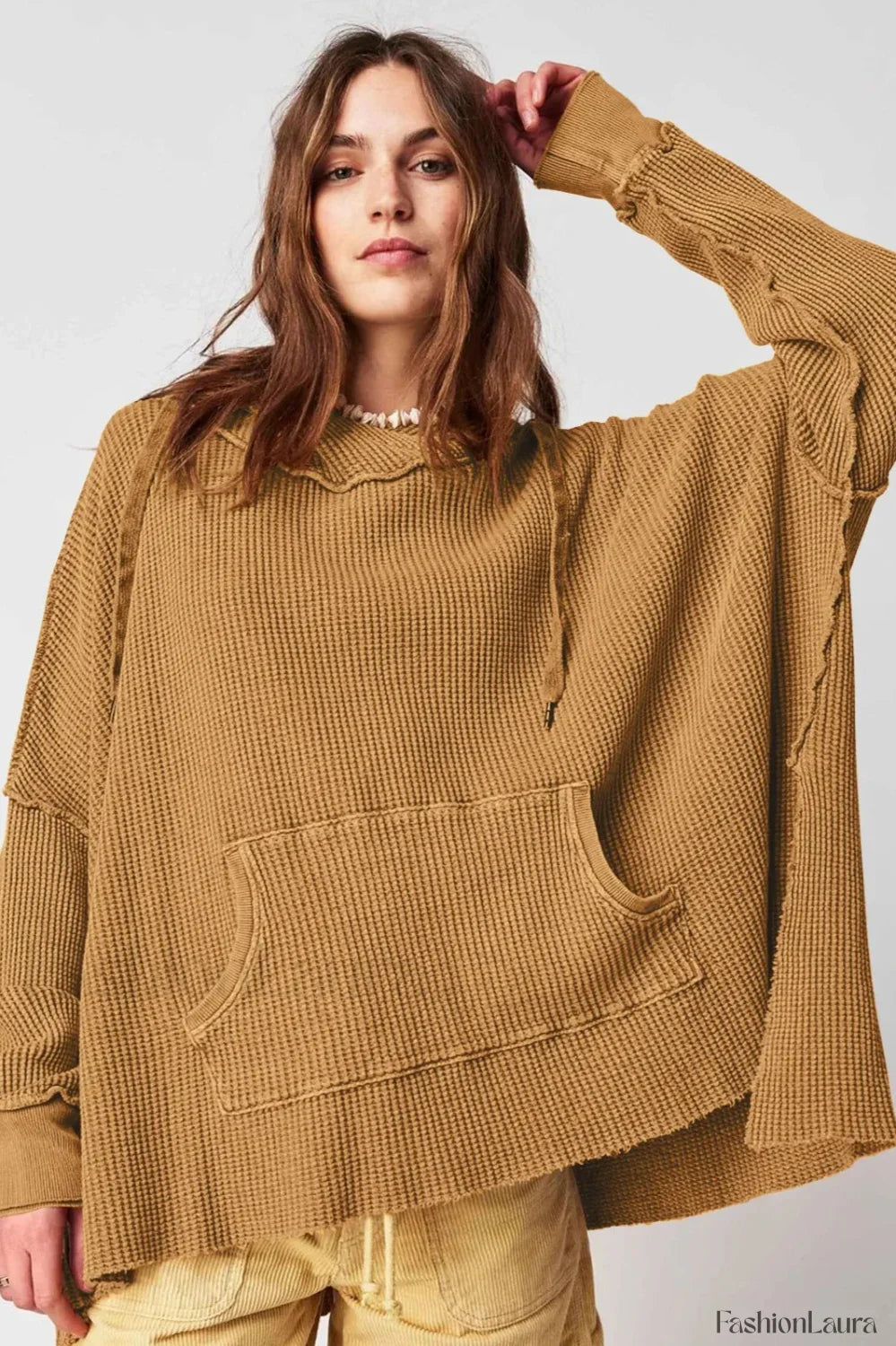 Newly Waffle Oversized Hooded Hoodie