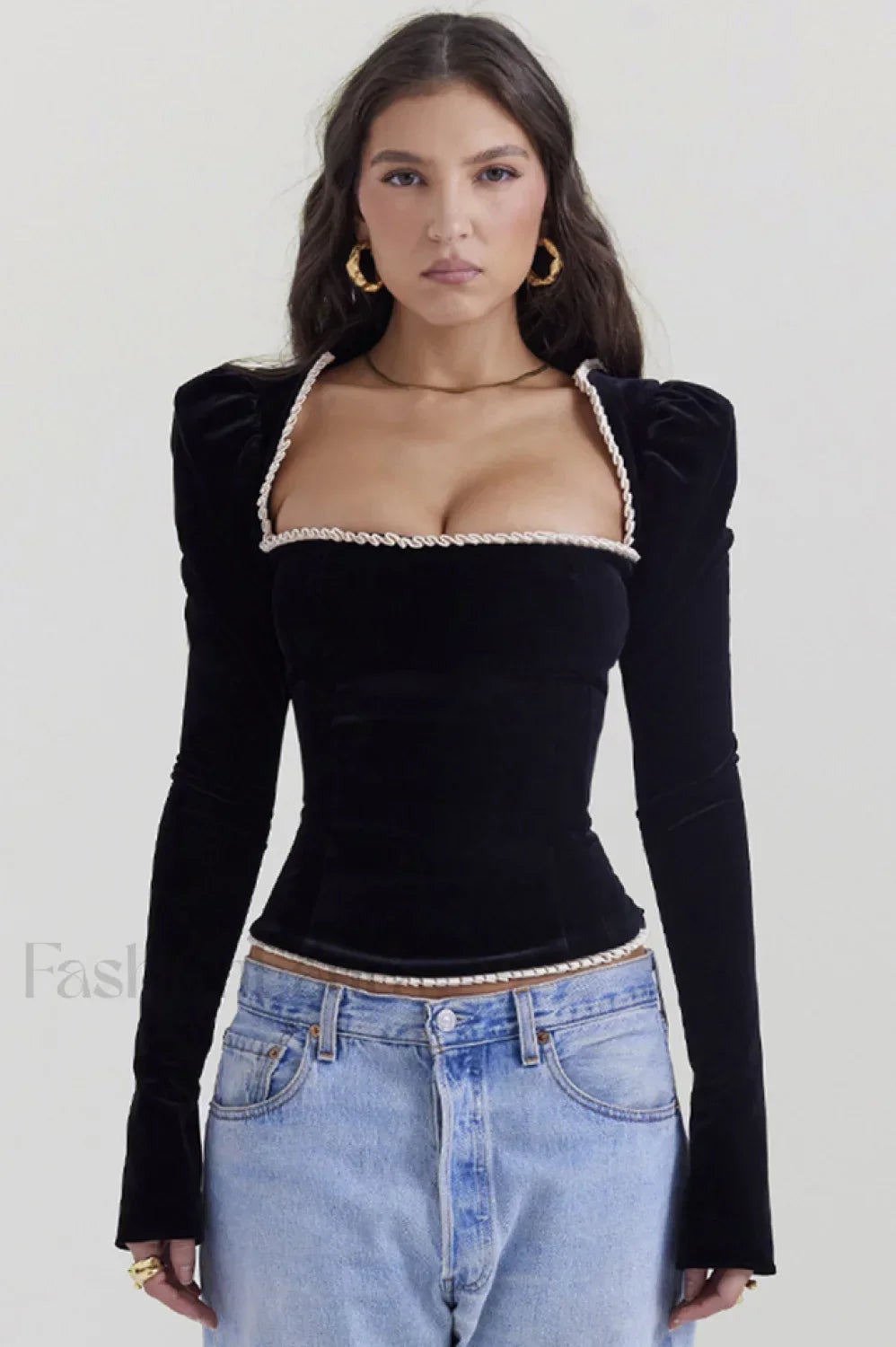 Noa Black Stylish Velvet Corset