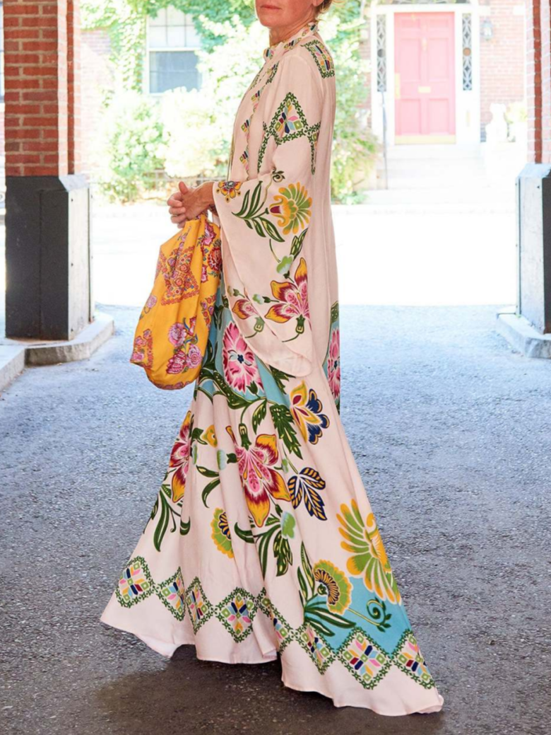 Floral High Neck Long Sleeve Maxi Dress 6