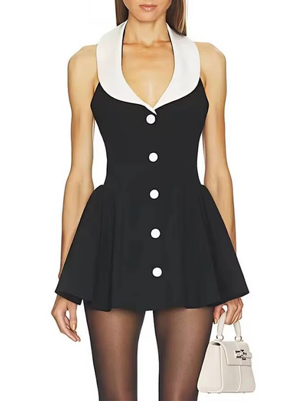 Noelle Contrast Halter Mini Dress