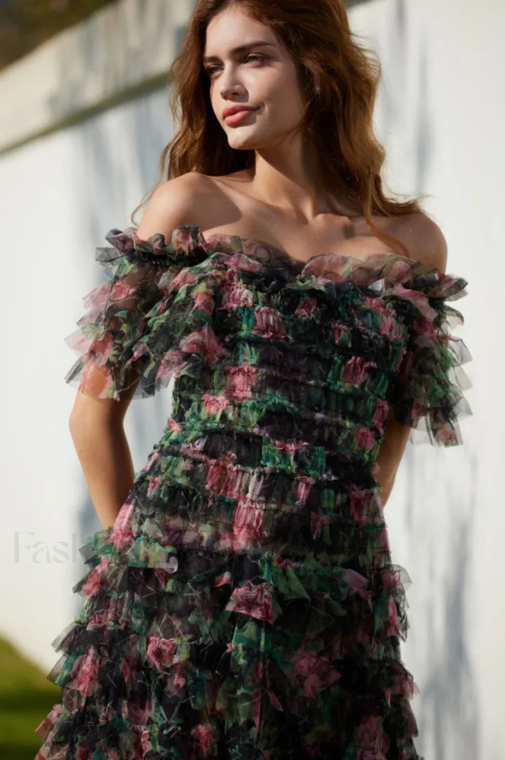 Nola Ruched Stylish Floral Maxi Dress