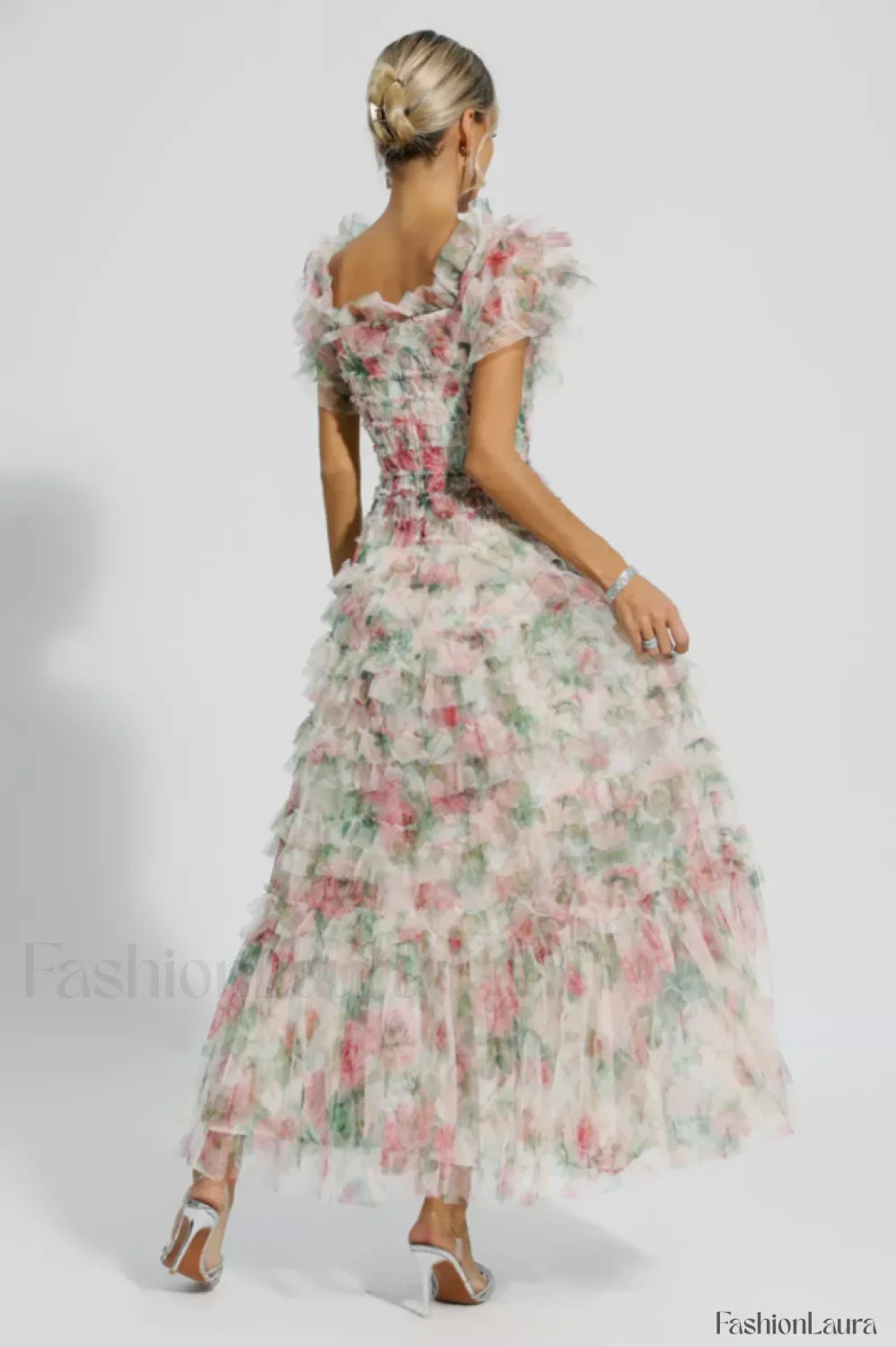 Nola Ruched Stylish Floral Maxi Dress