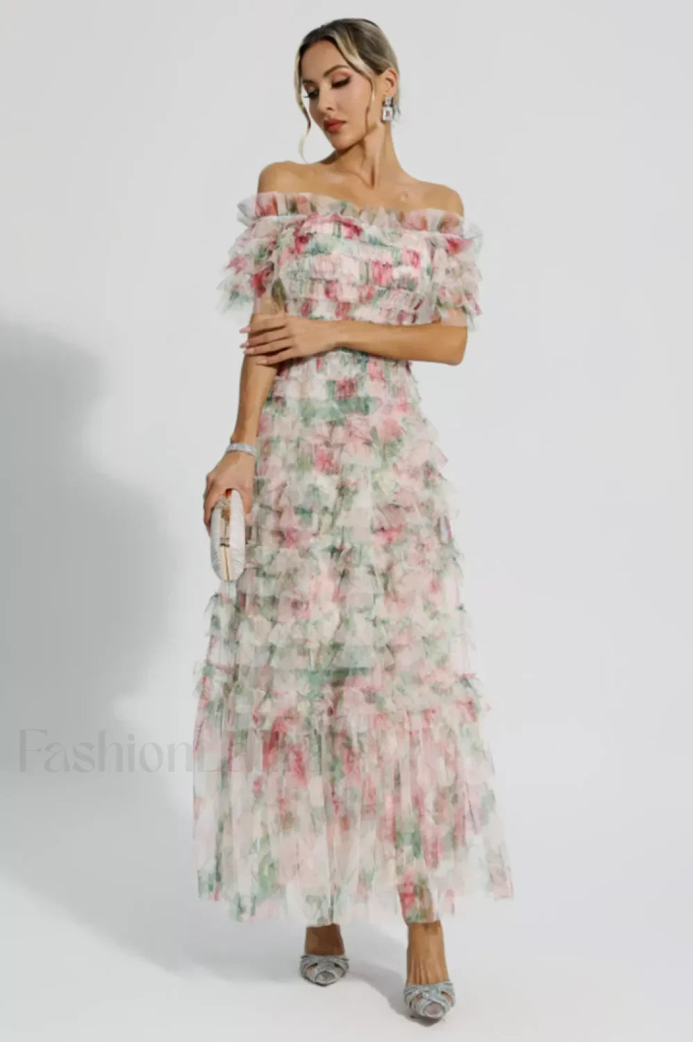 Nola Ruched Stylish Floral Maxi Dress