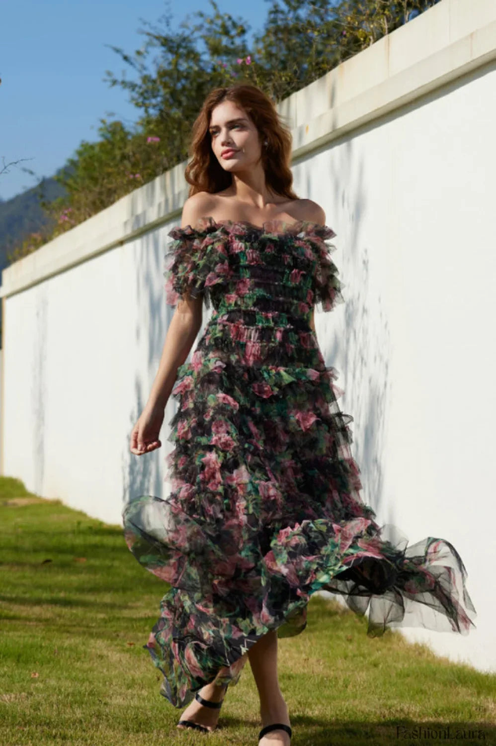 Nola Ruched Stylish Floral Maxi Dress