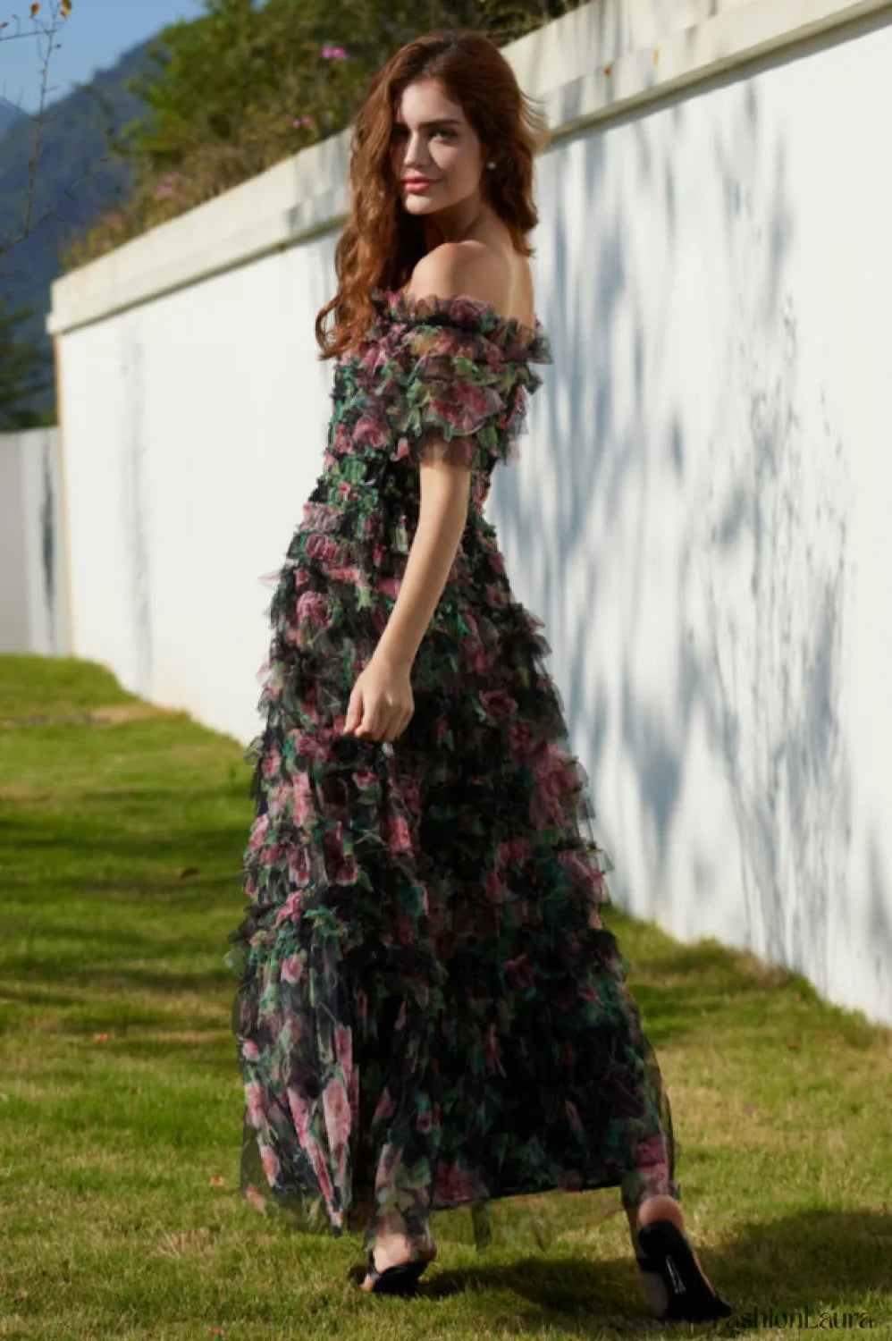Nola Ruched Stylish Floral Maxi Dress