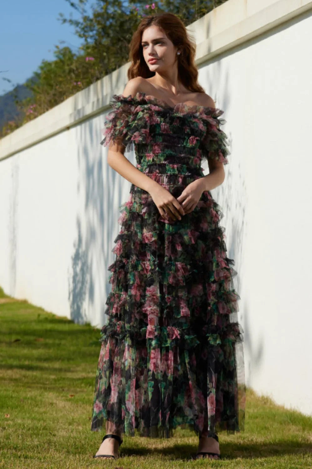 Nola Ruched Stylish Floral Maxi Dress