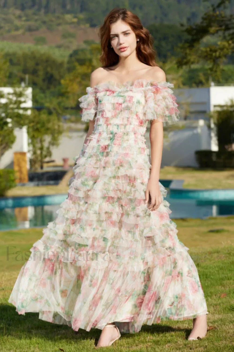 Nola Ruched Stylish Floral Maxi Dress