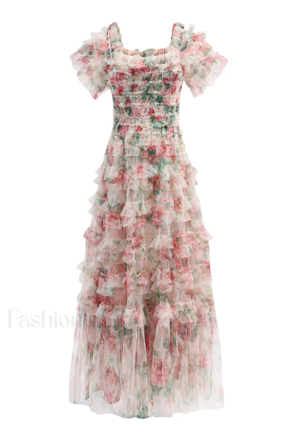 Nola Ruched Stylish Floral Maxi Dress
