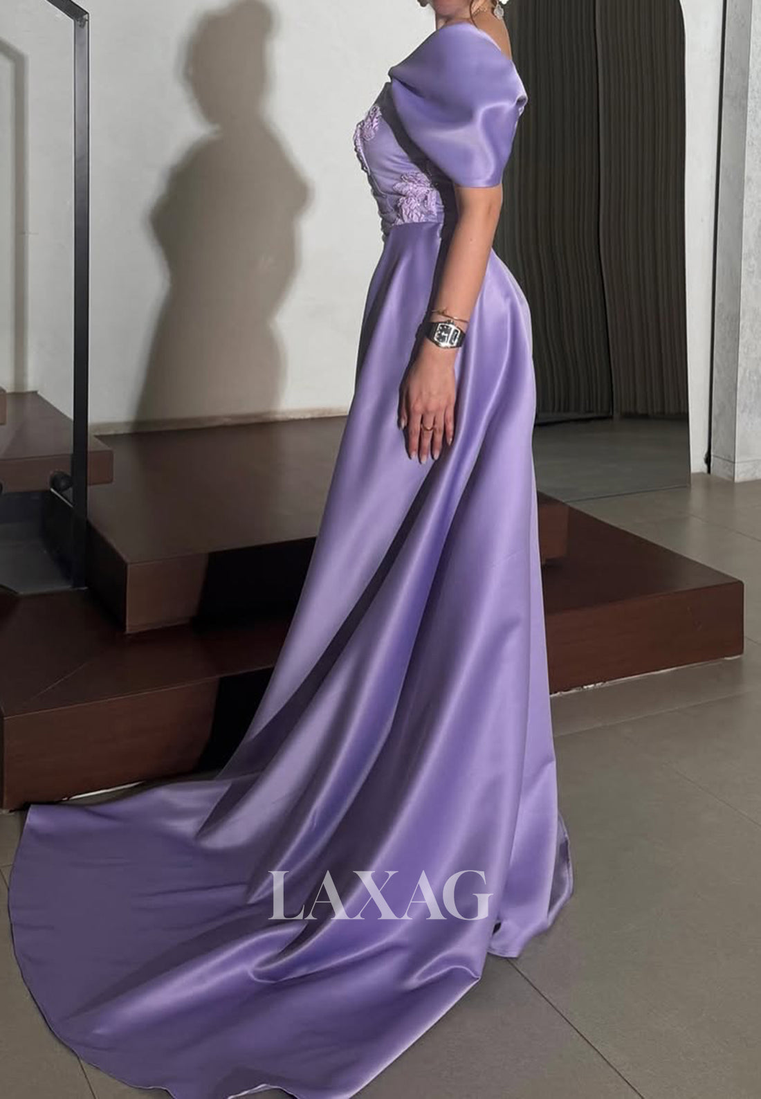 Cap-Sleeves Tube Top Beaded Pleated Mermaid Evening Dress Floral Embellished Formal Gowns
