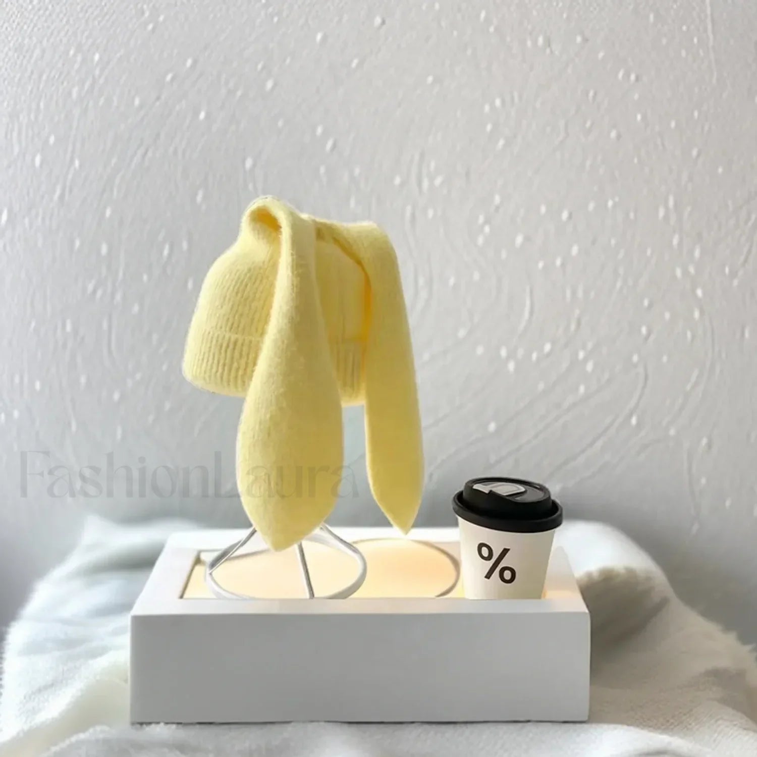 Novelty Cute Rabbit Ears Autumn Winter Skullies Beanies Hat Yellow / 56 60cm