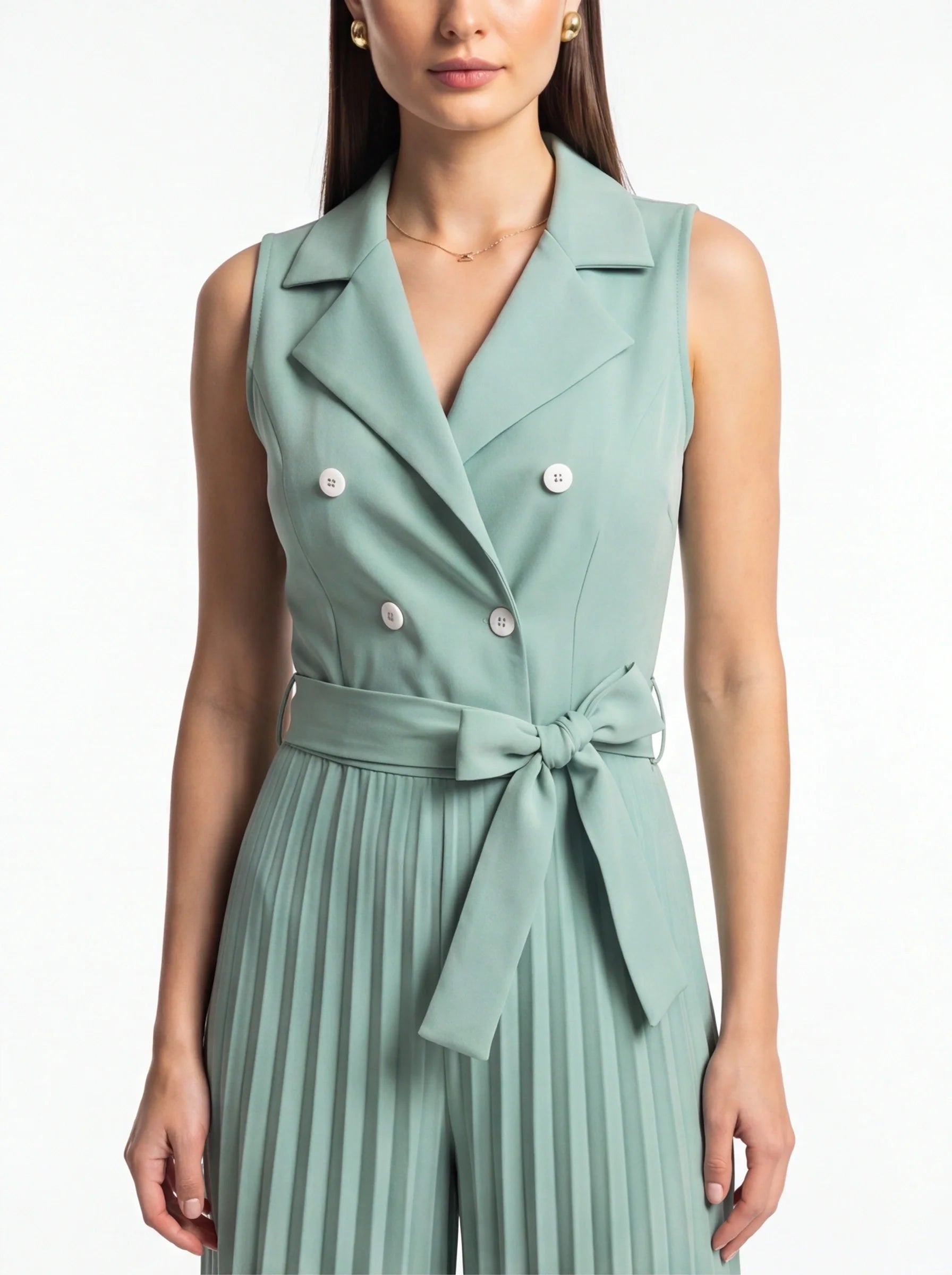 Elegant Tailored Wide-Leg Jumpsuit with Pockets & Adjustable Straps