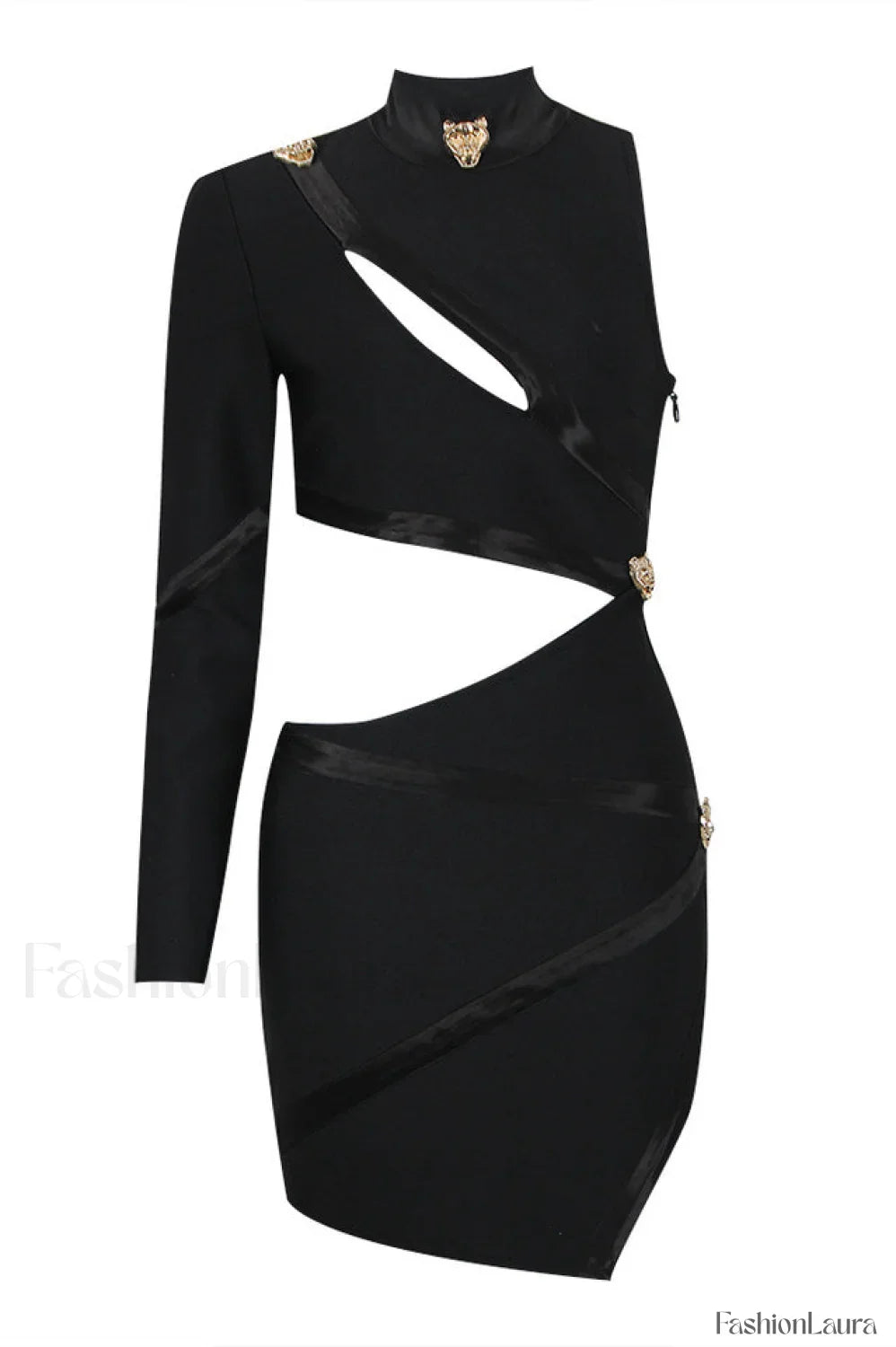 Nude One Shoulder Charming Cutout Bandage Dress