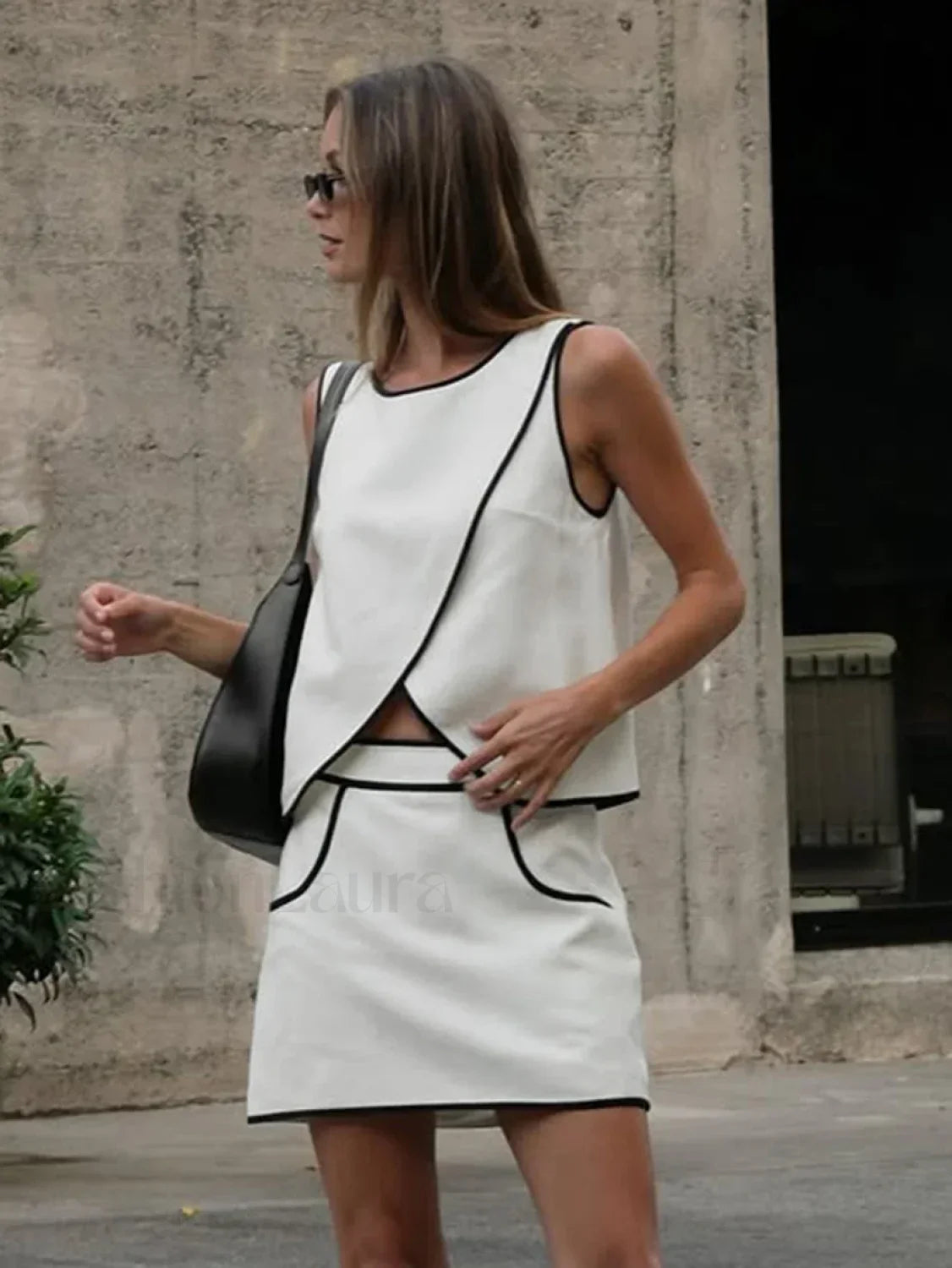 O-Neck Sleeveless Skirt Two Piece Set