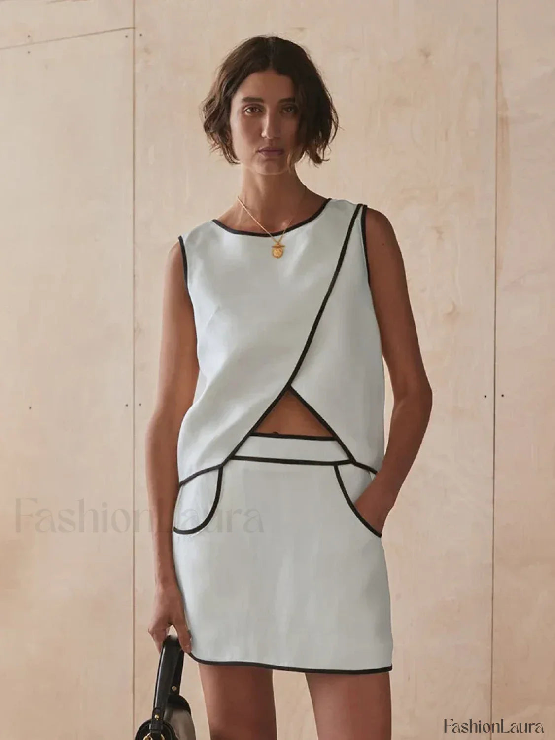 O-Neck Sleeveless Skirt Two Piece Set