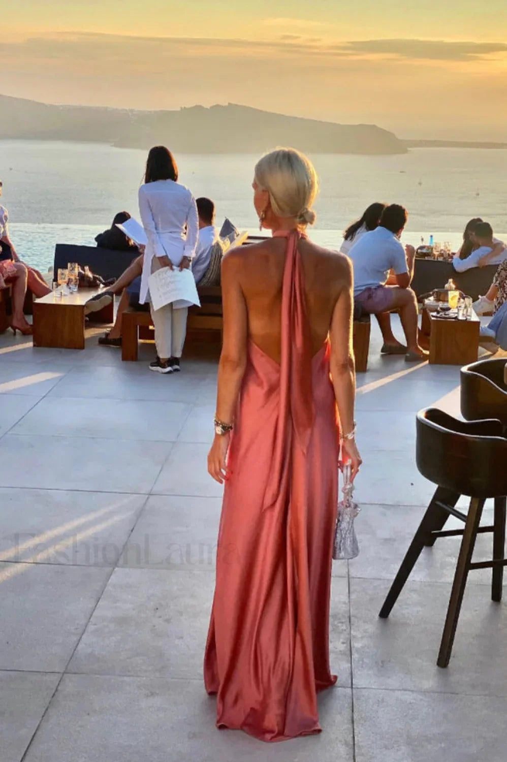 Ofelia Halter Stylish Loop Maxi Dress