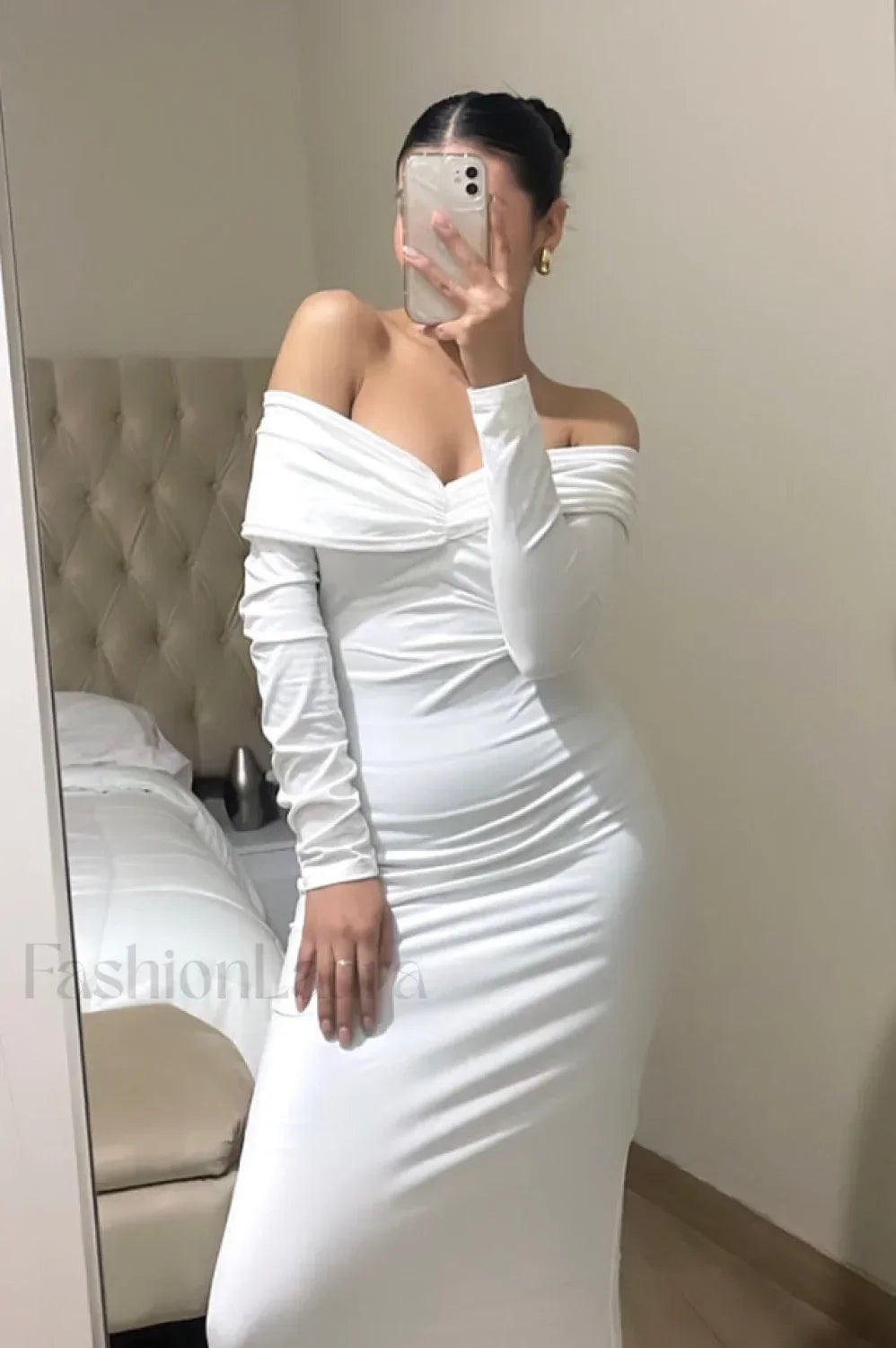 Off Shoulder Bodycon Charming Bardot Midi Dress