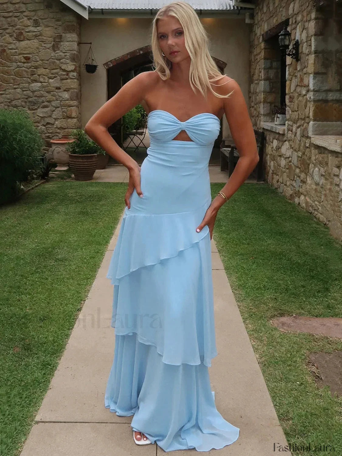 Off Shoulder Hollow Ruffle Maxi Dress