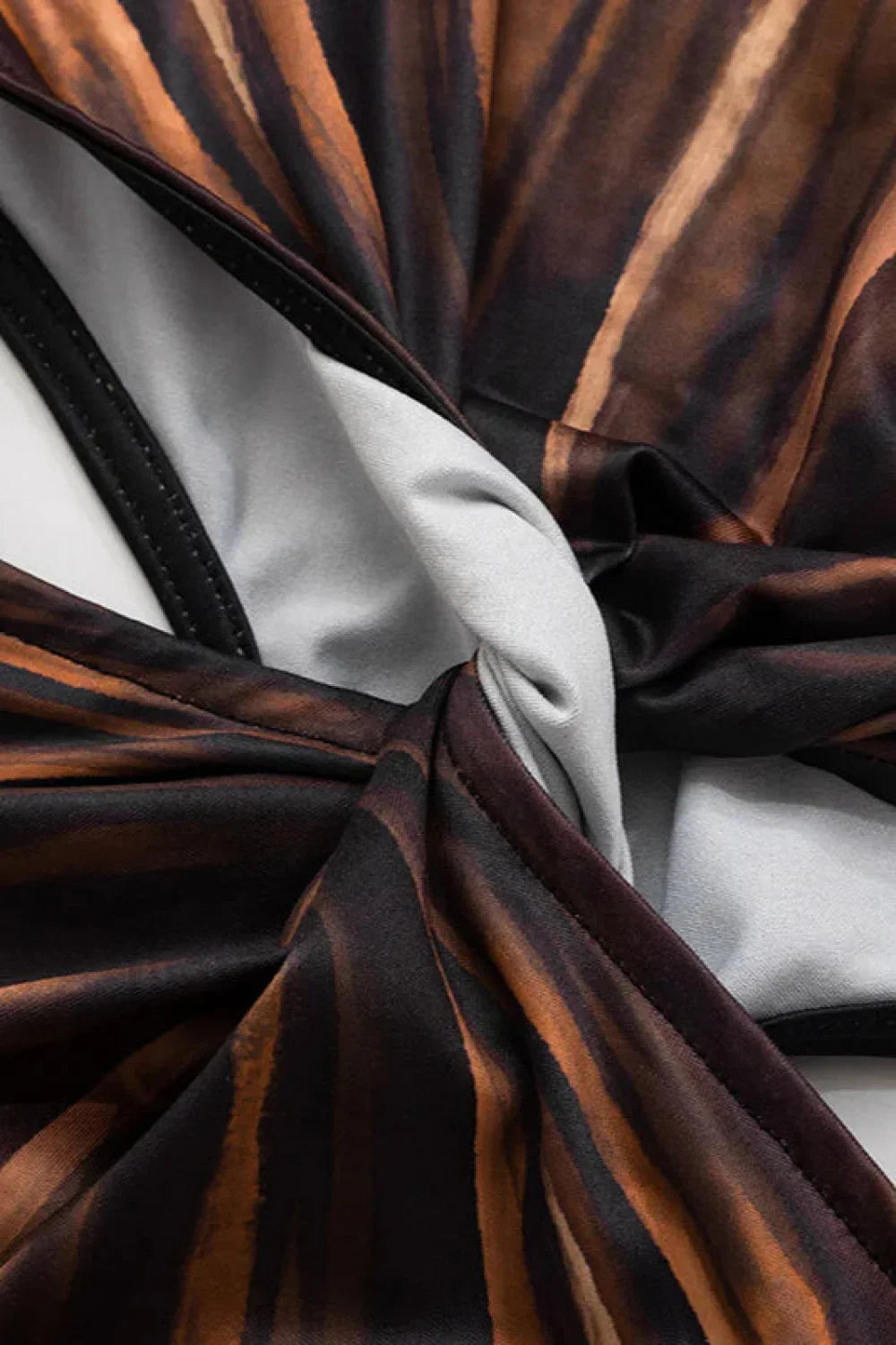 Off-Shoulder Hollowed Halter Printed Kinked Maxi Dress