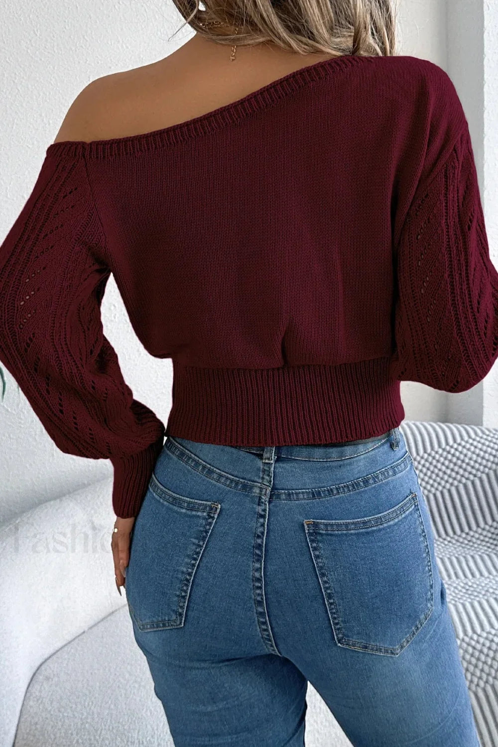 Off Shoulder Knit Pullover Sweater