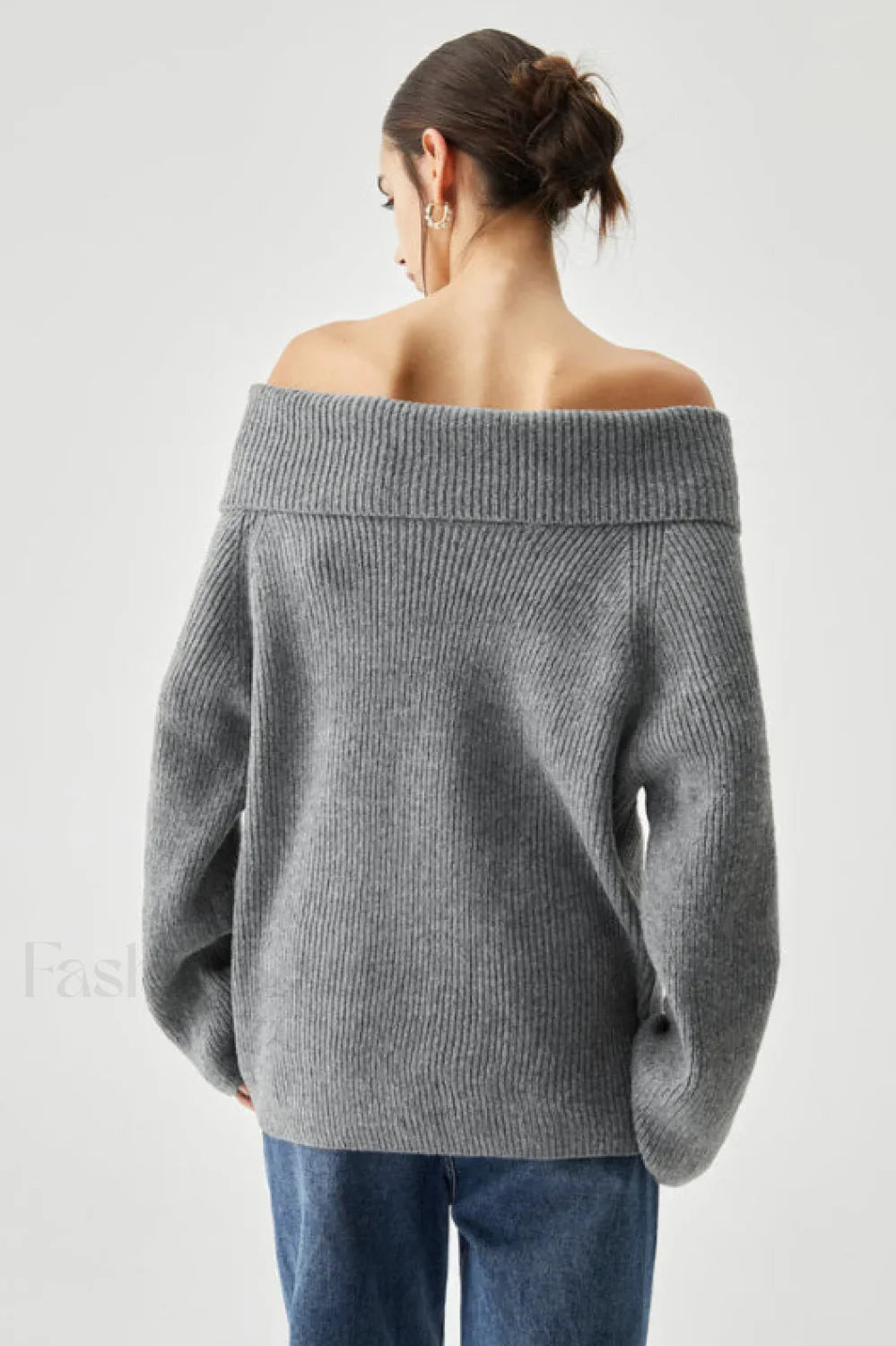 Off Shoulder Knit Pullover Sweater
