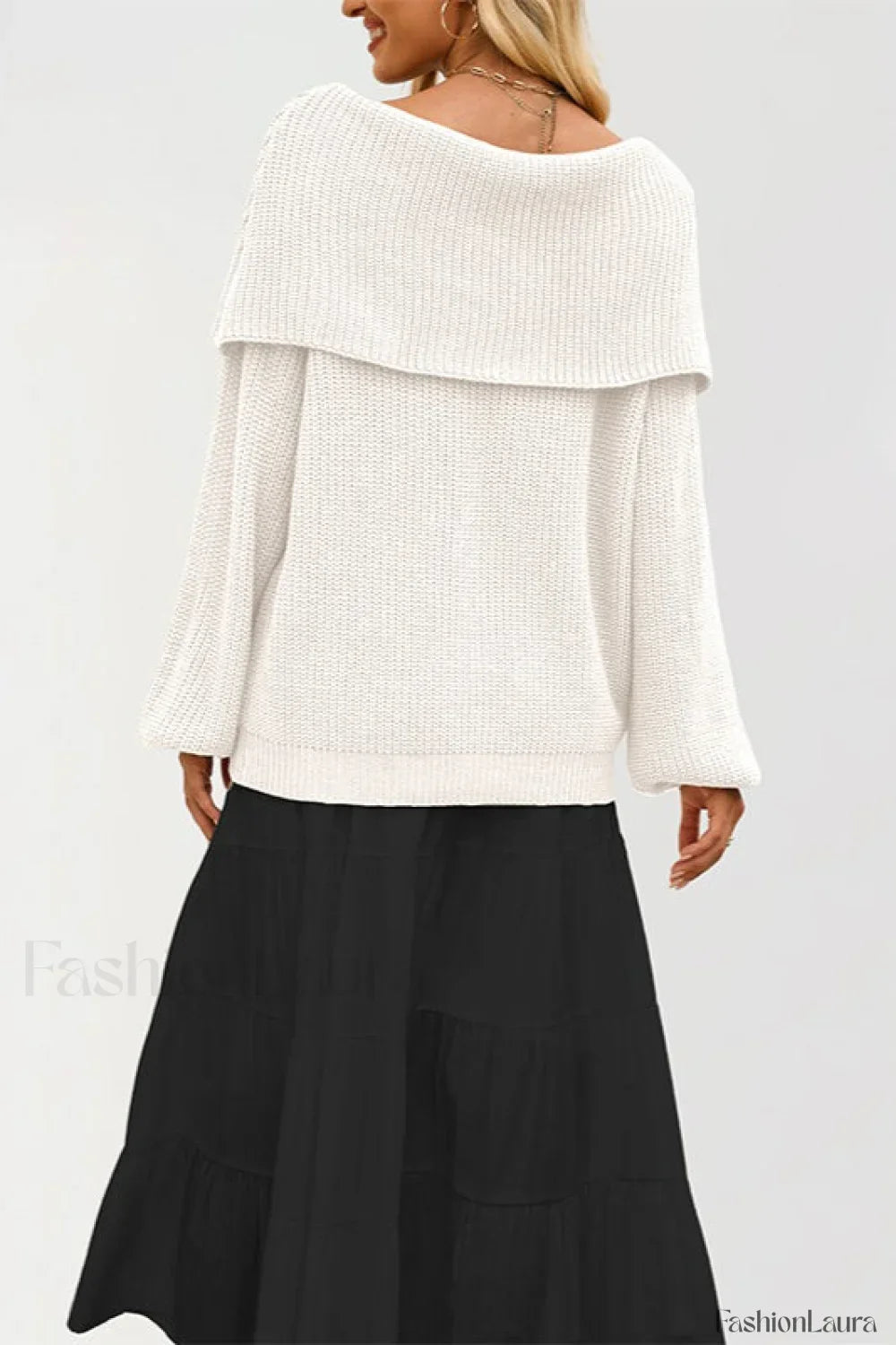 Off Shoulder Loose Knit Pullover Sweater