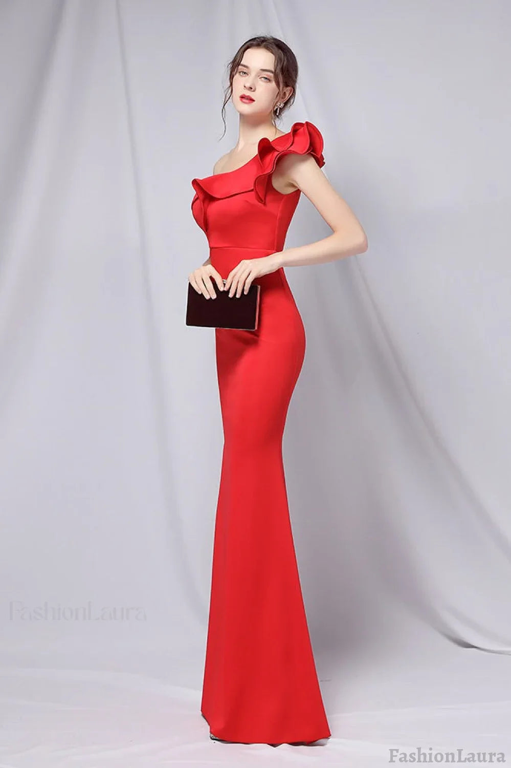 Off Shoulder Mermaid Maxi Party Dress Red / S