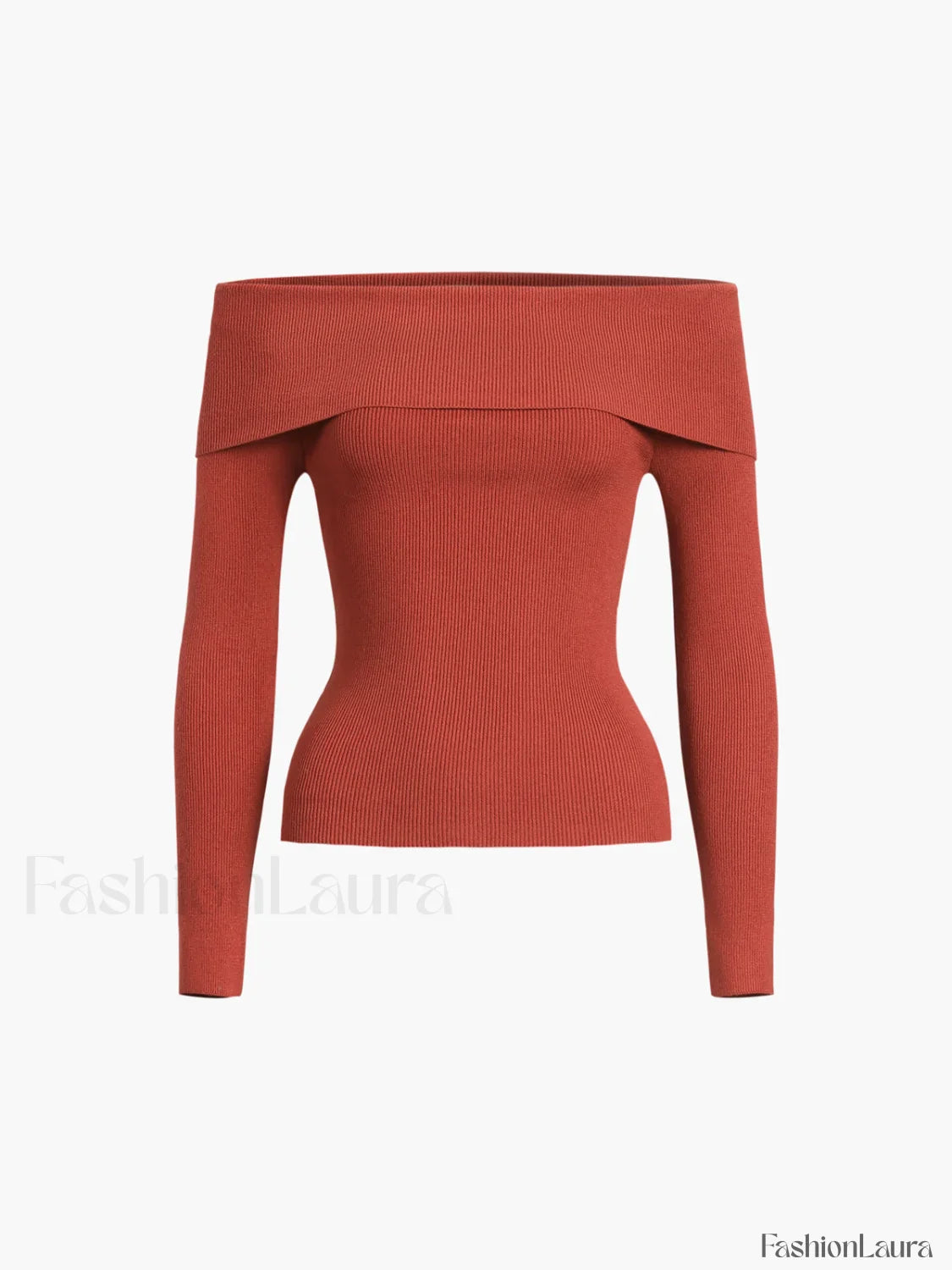 Off Shoulder Overfold Trendy Long Sleeve Knit Top