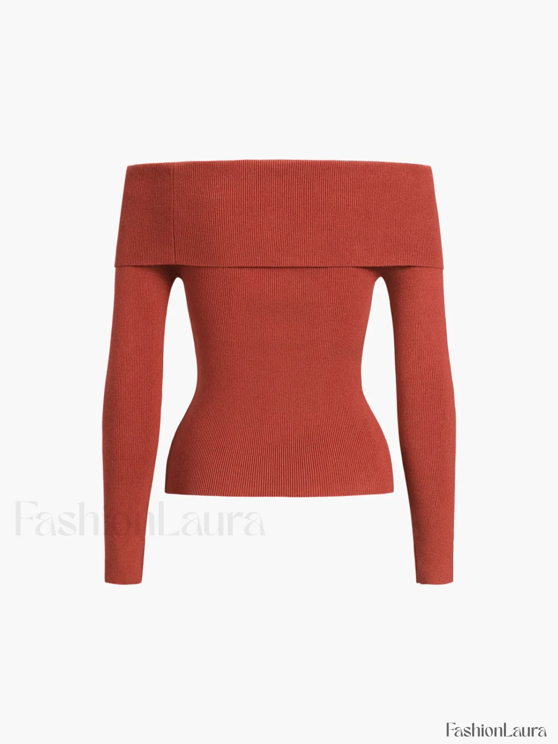 Off Shoulder Overfold Trendy Long Sleeve Knit Top