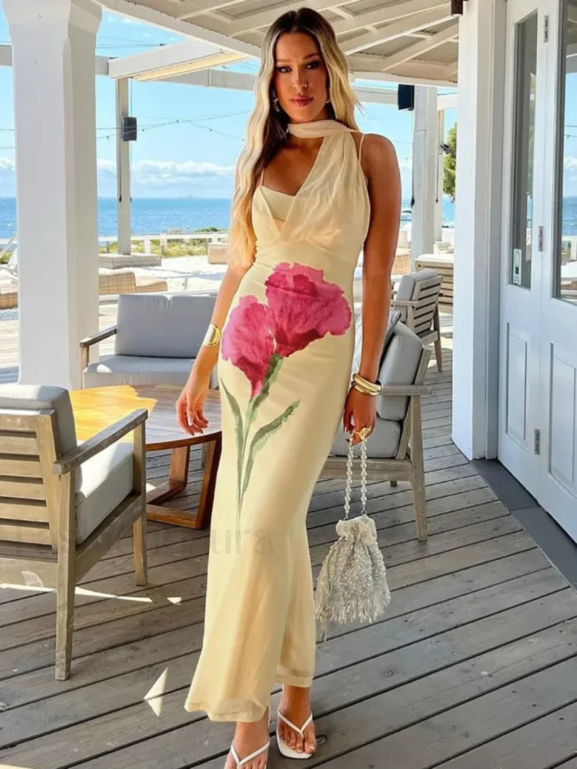 Off Shoulder Print Maxi Dress