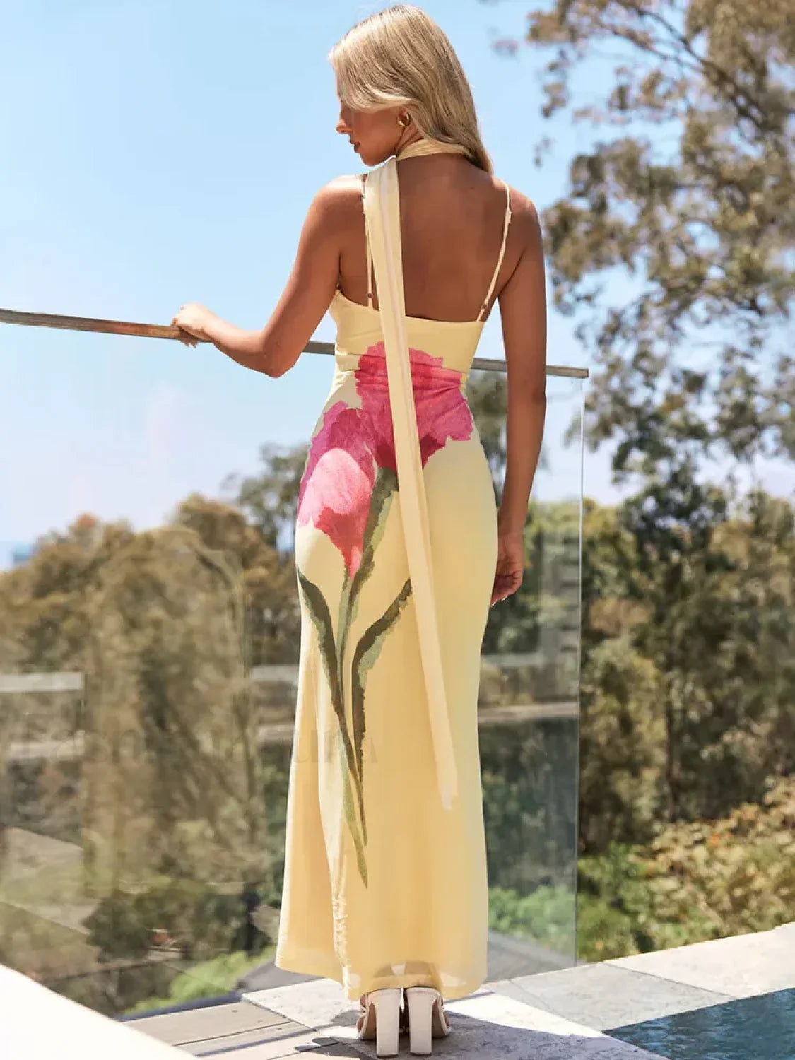 Off Shoulder Print Maxi Dress