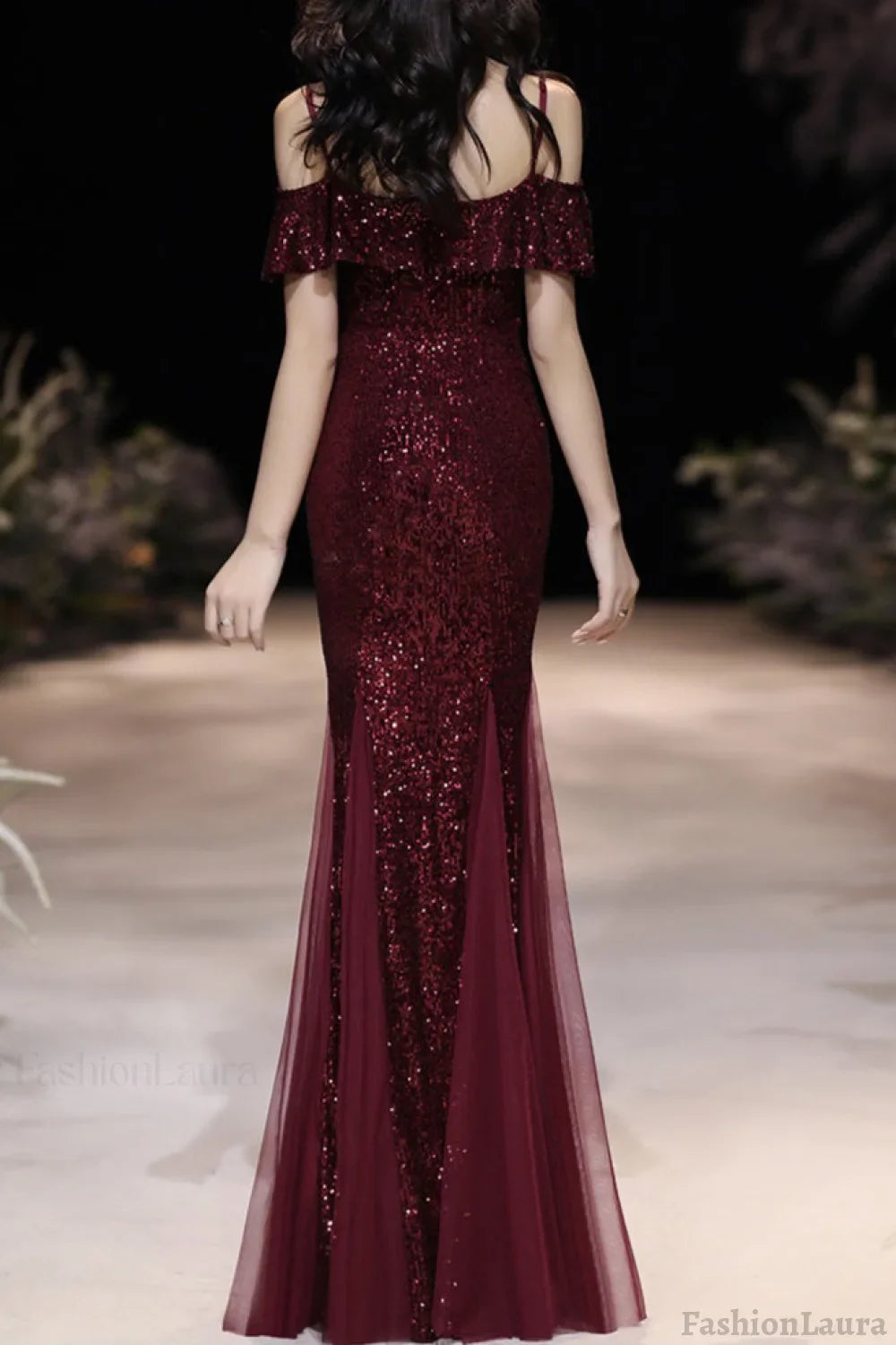 Off Shoulder Sequin Mesh Party Dress