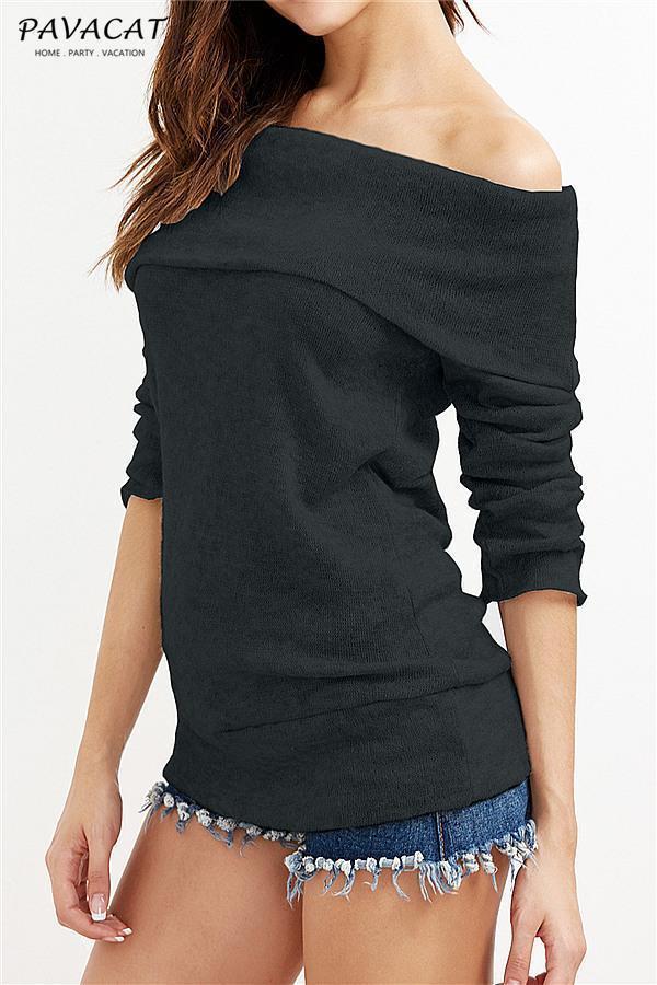 Off Shoulder Side Split Dipped Hem Knit Jumper