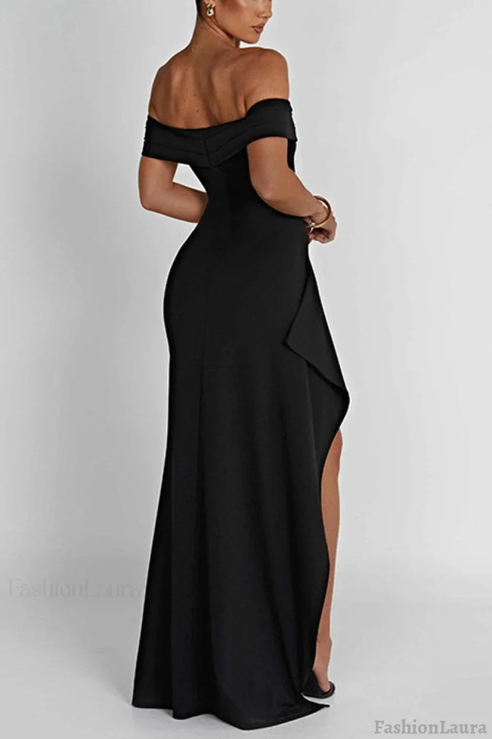 Off Shoulder Slit Party Formal Dress