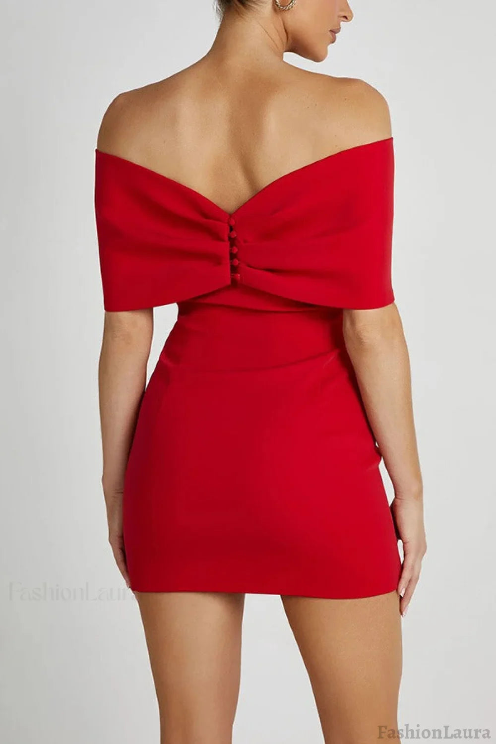 Off-the-shoulder Bodycon Cocktail Dress S / Red
