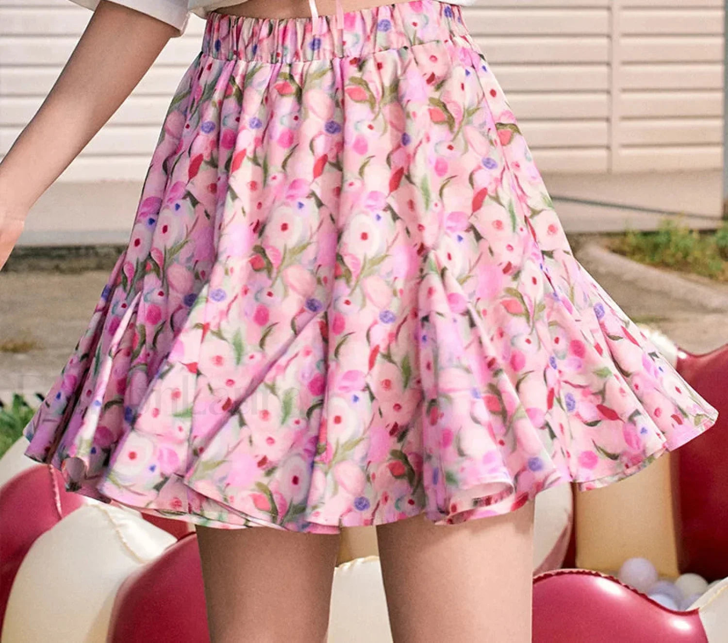 Oil Painting Floral High Waist Skirt