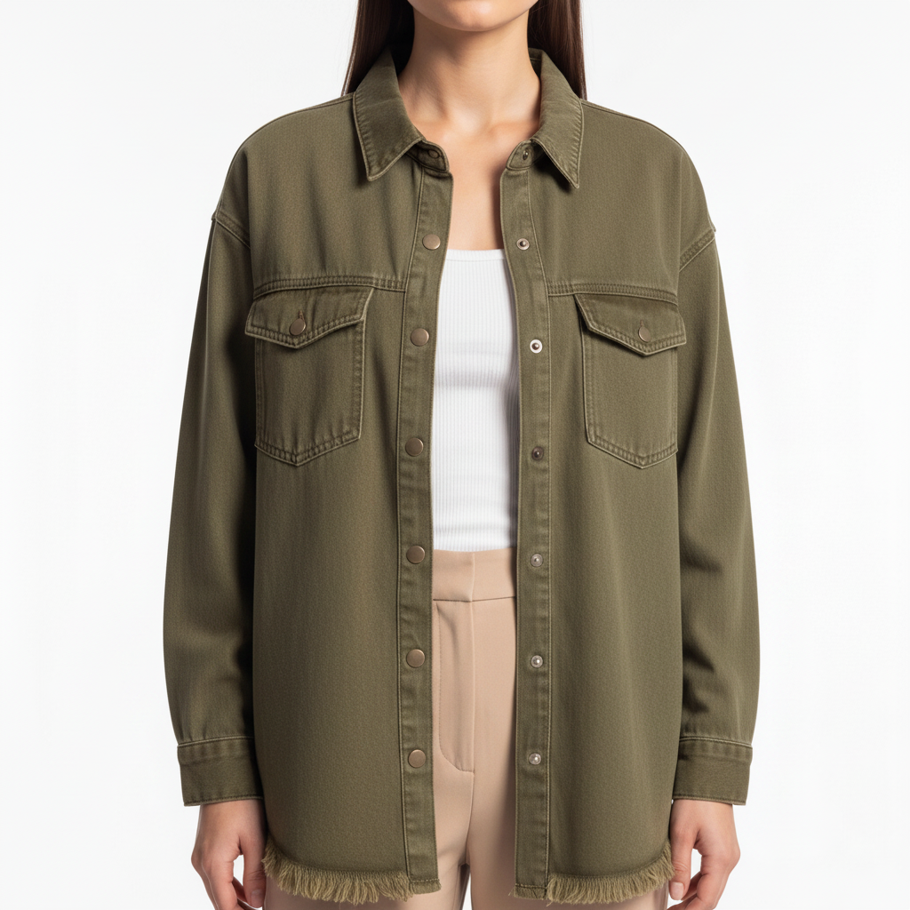 Stylish Relaxed Denim Blouse with Button Details and Soft Fabric - Jamota